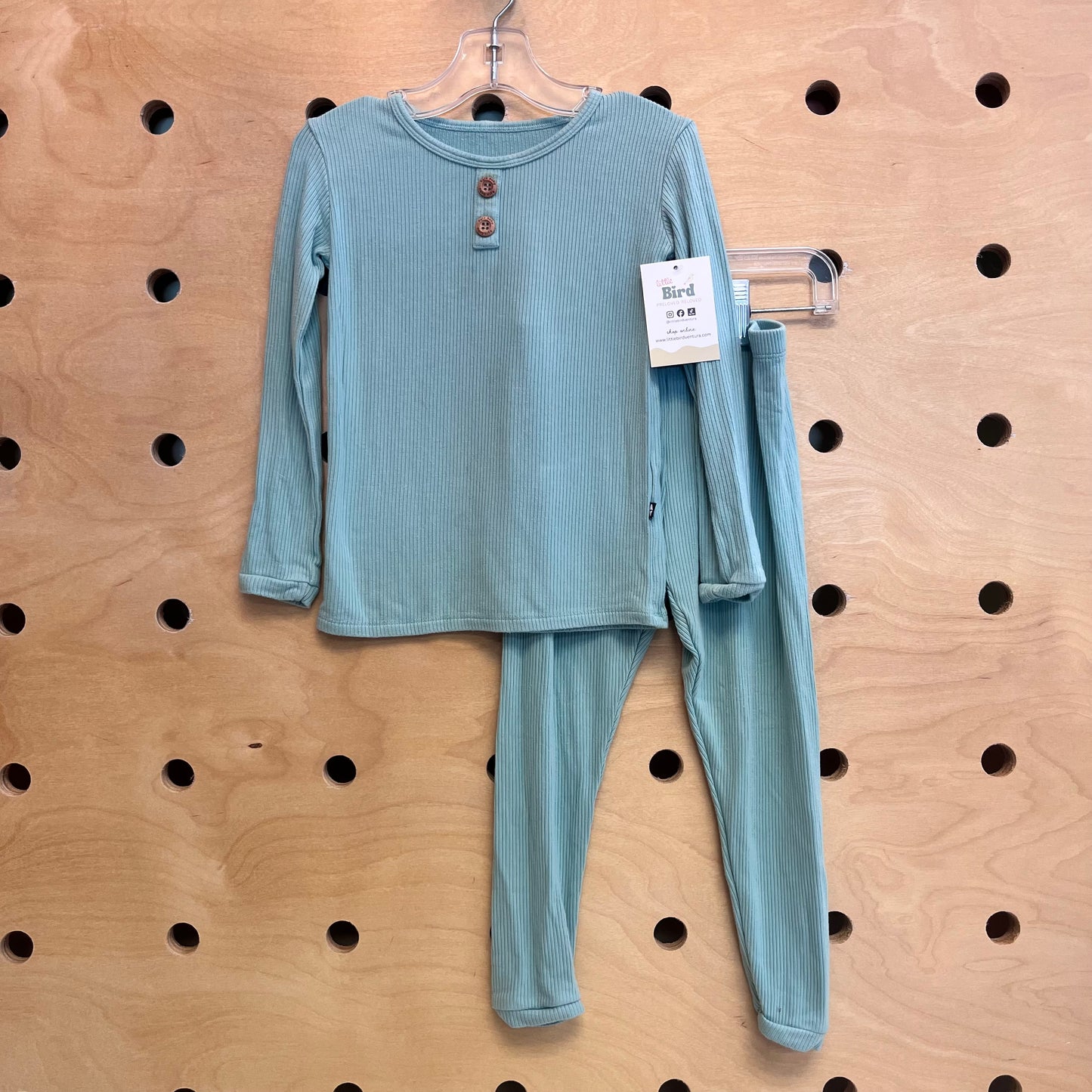 Green Ribbed Bamboo Pajamas