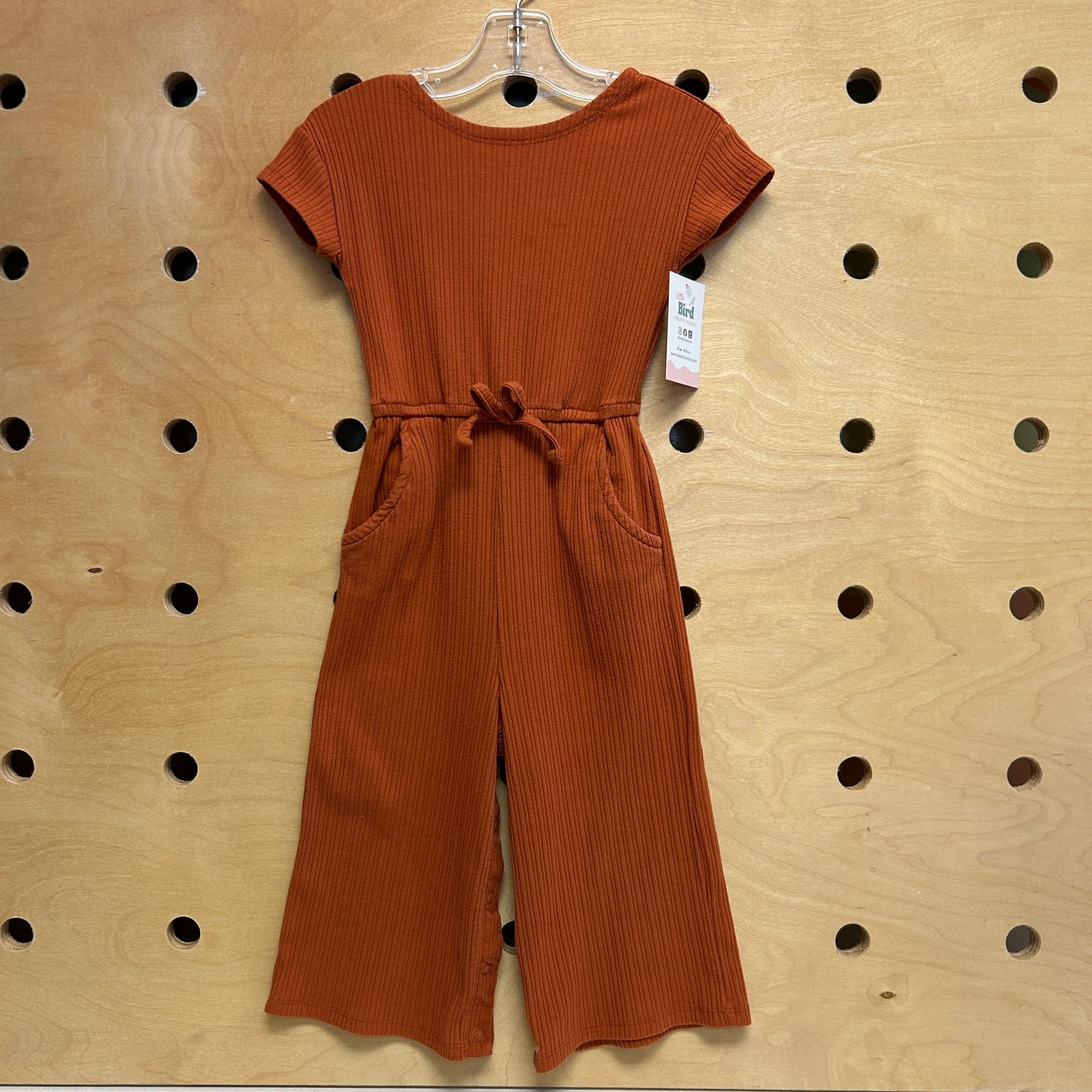 Rust Ribbed Wide Leg Romper