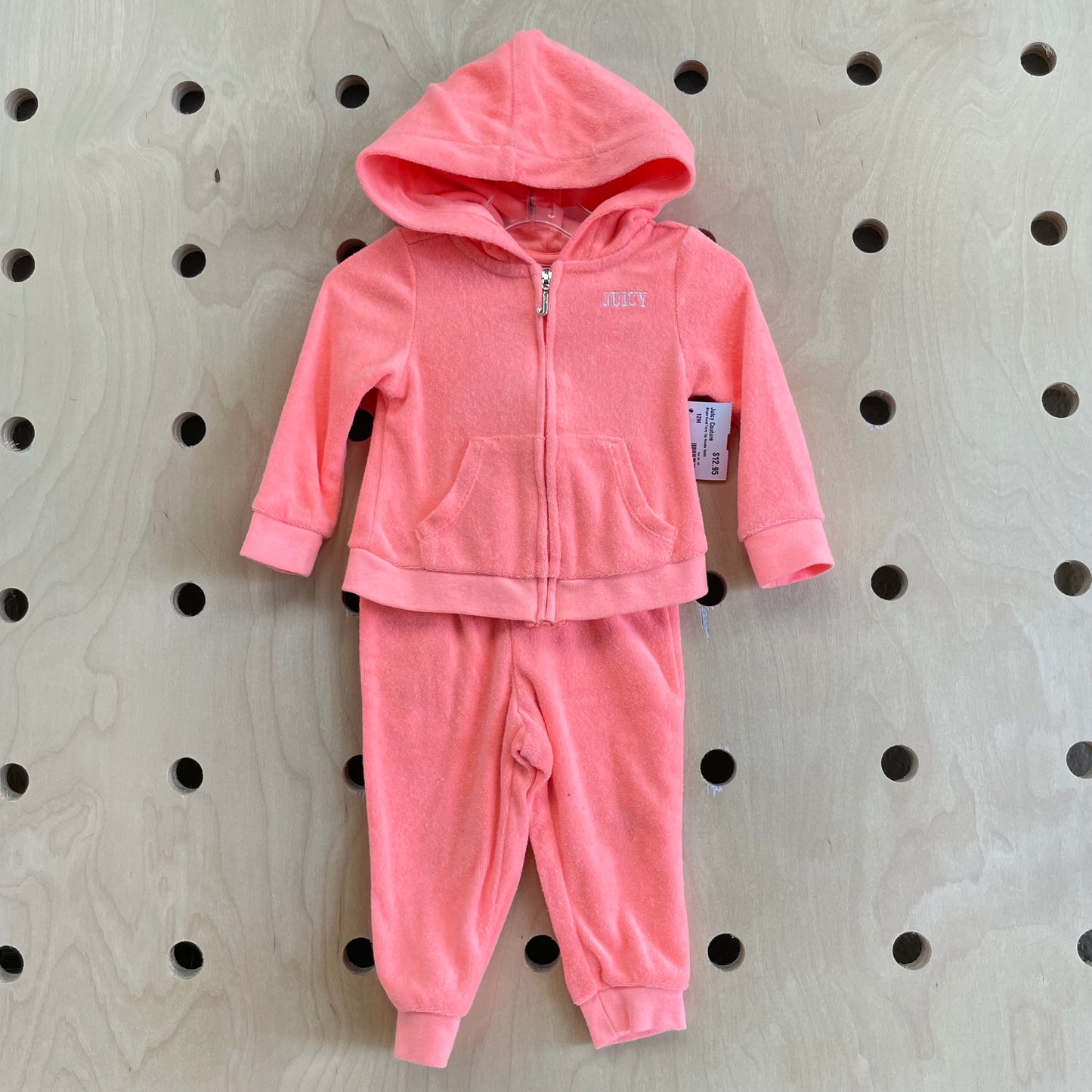 Bright Coral Terry Zip Hoodie Outfit