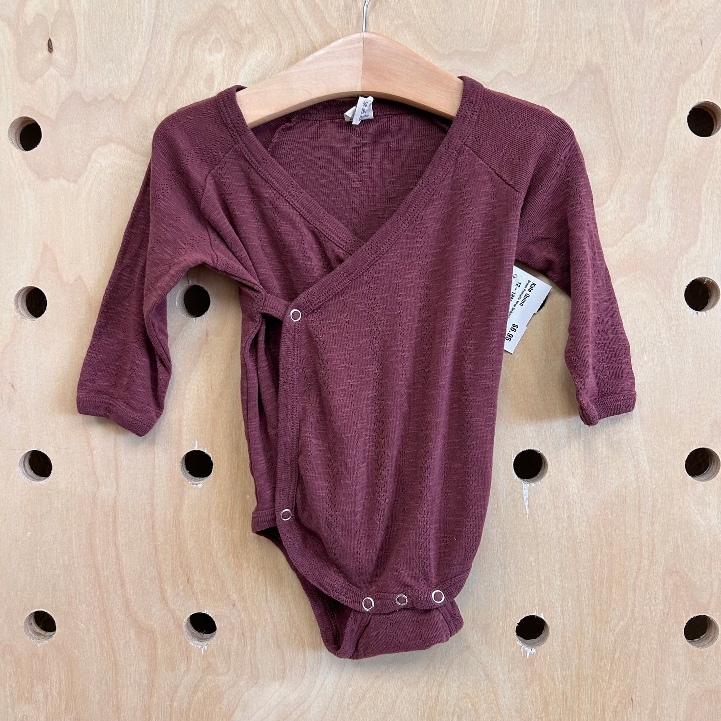 Brown Pointelle Wrap Bodysuit