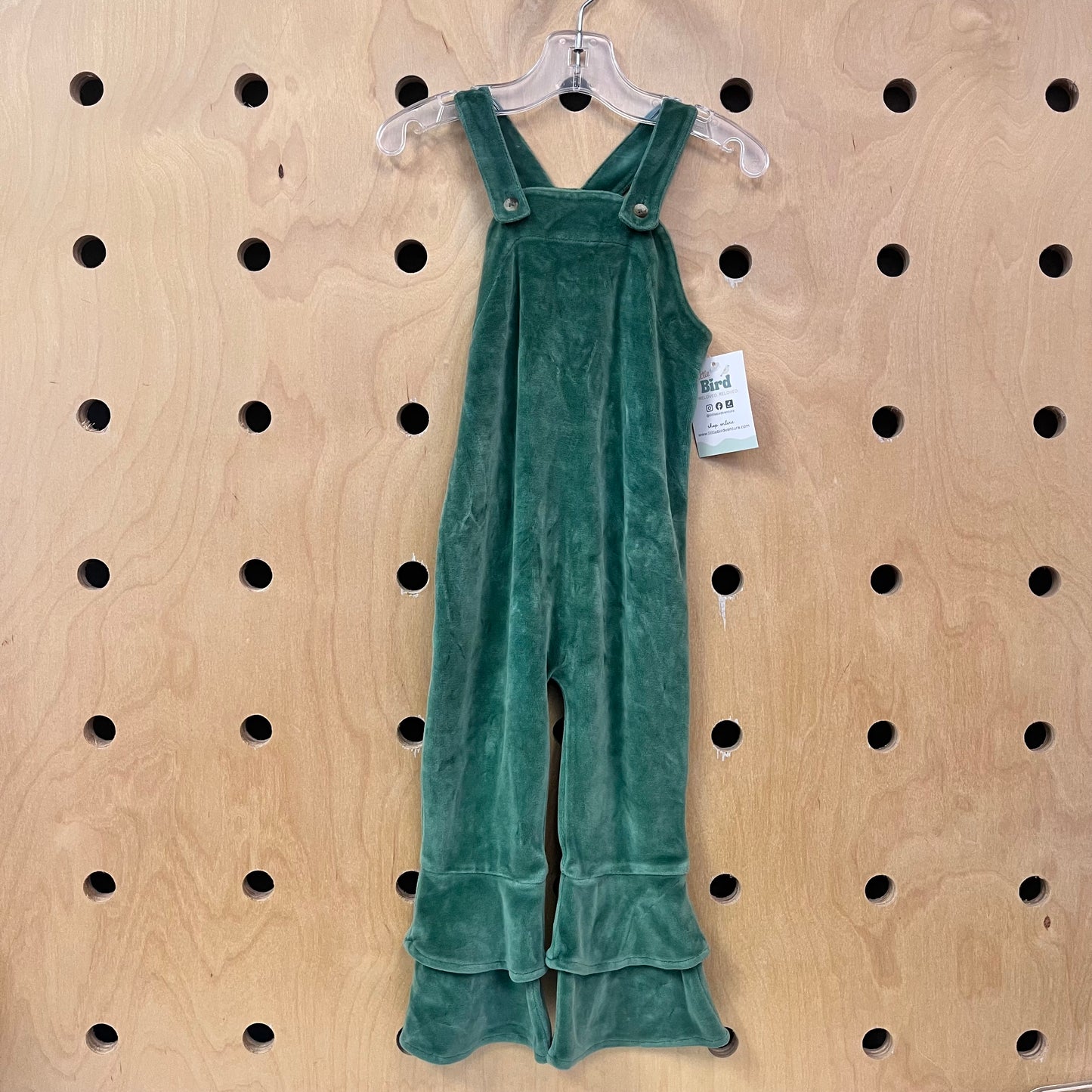 Organic Green Velour Bell Bottom Romper