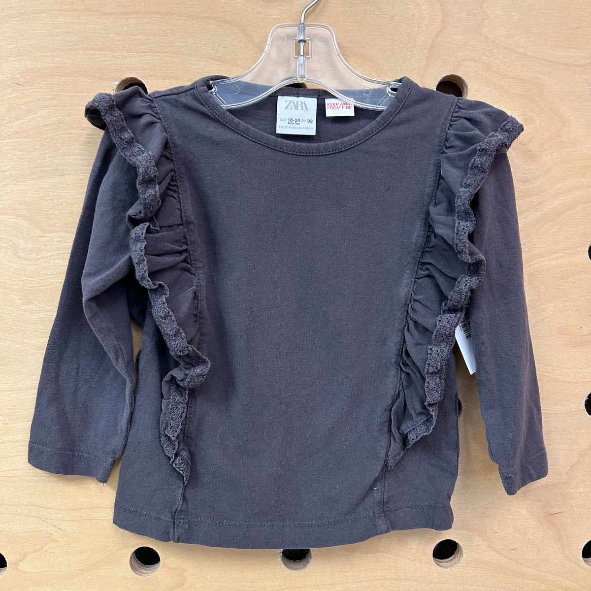 Grey Ruffle LS Top