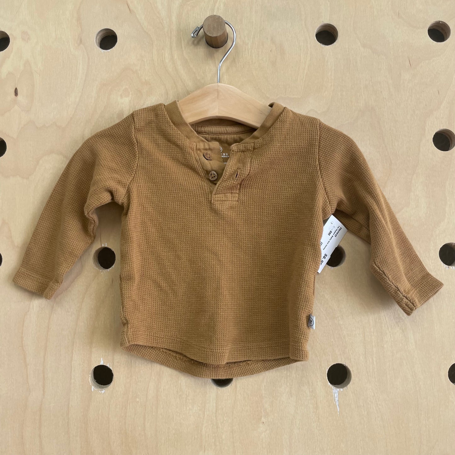 Tan Organic Waffle Knit Henley