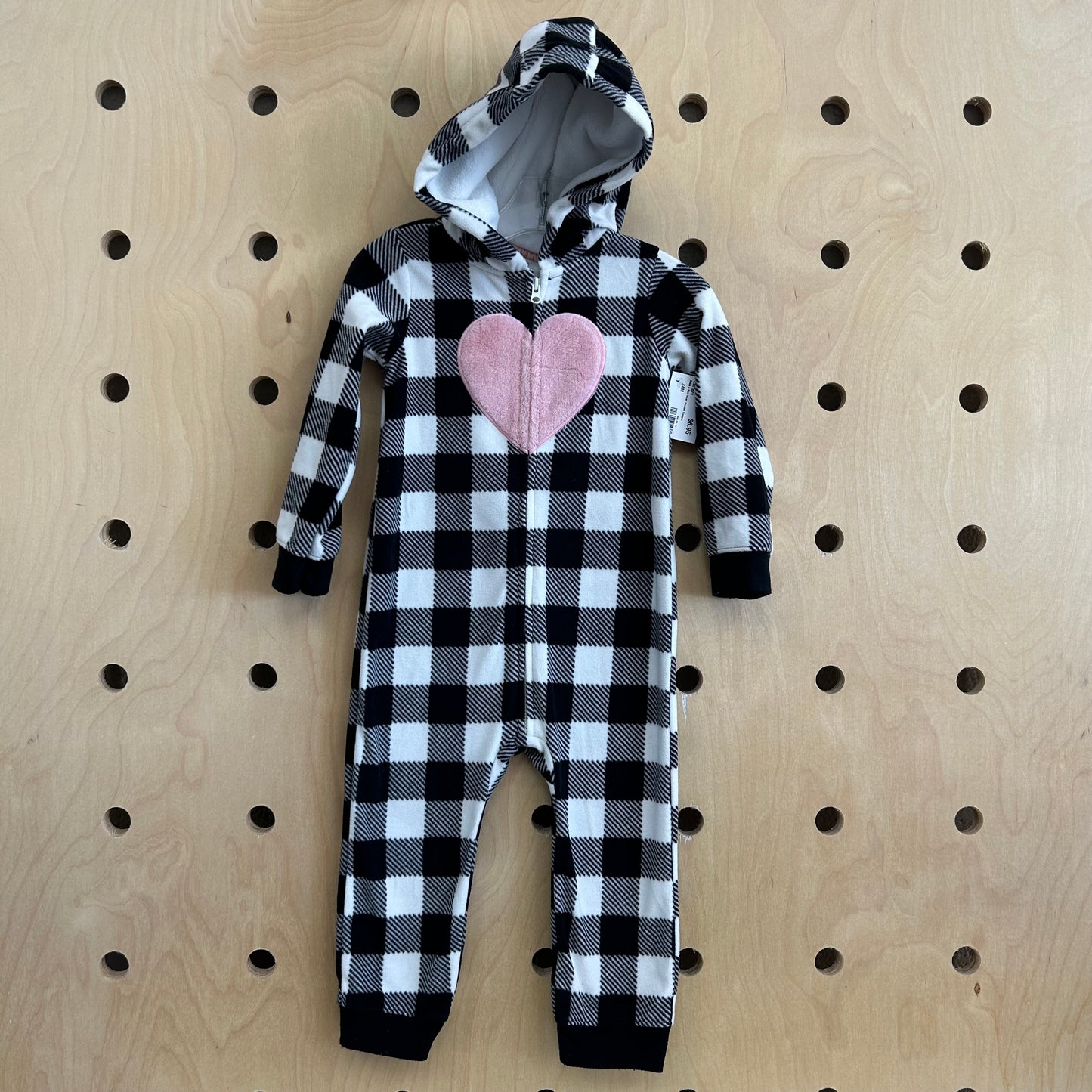 Black & Pink Heart Hooded Romper