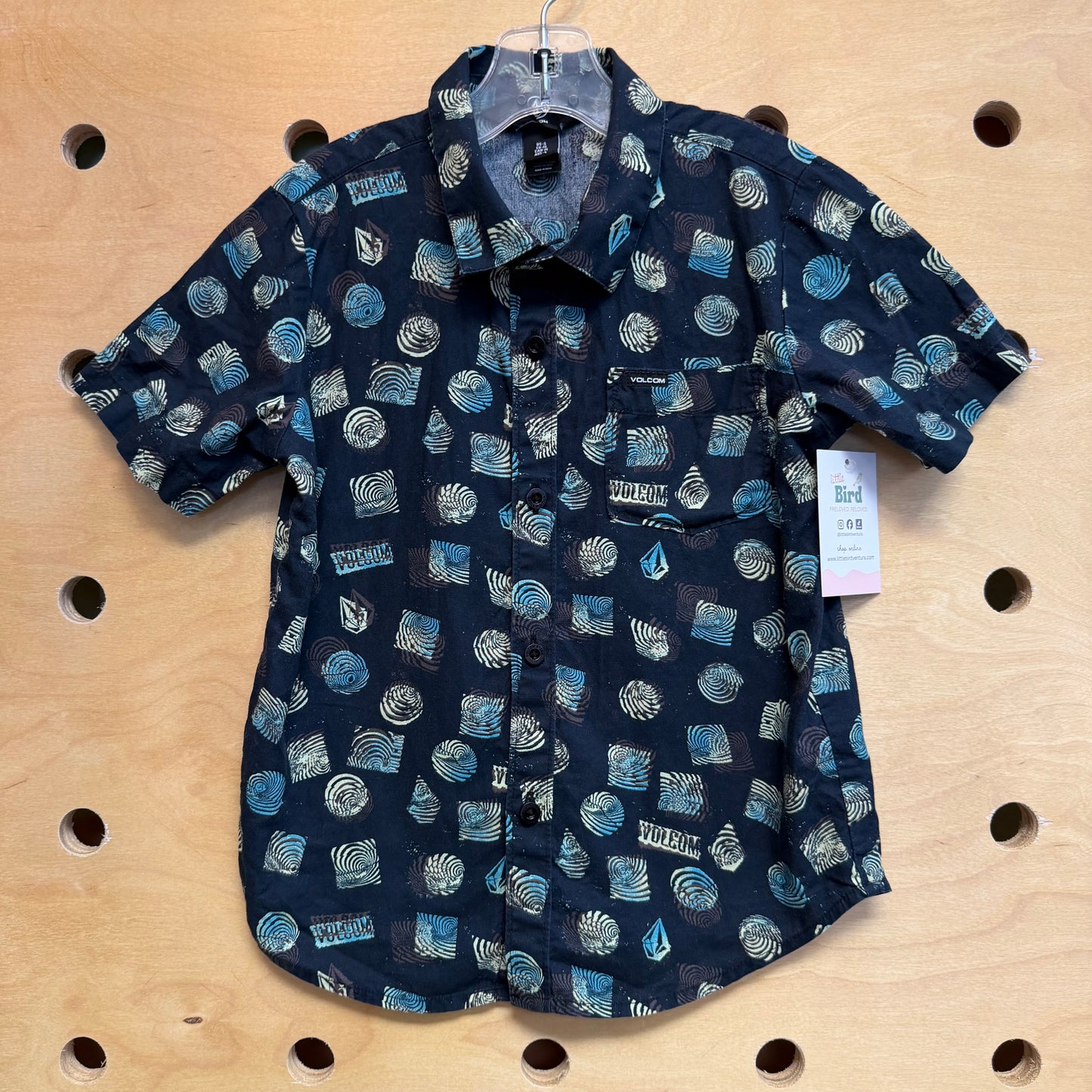 Navy/Yellow Waves Button Up