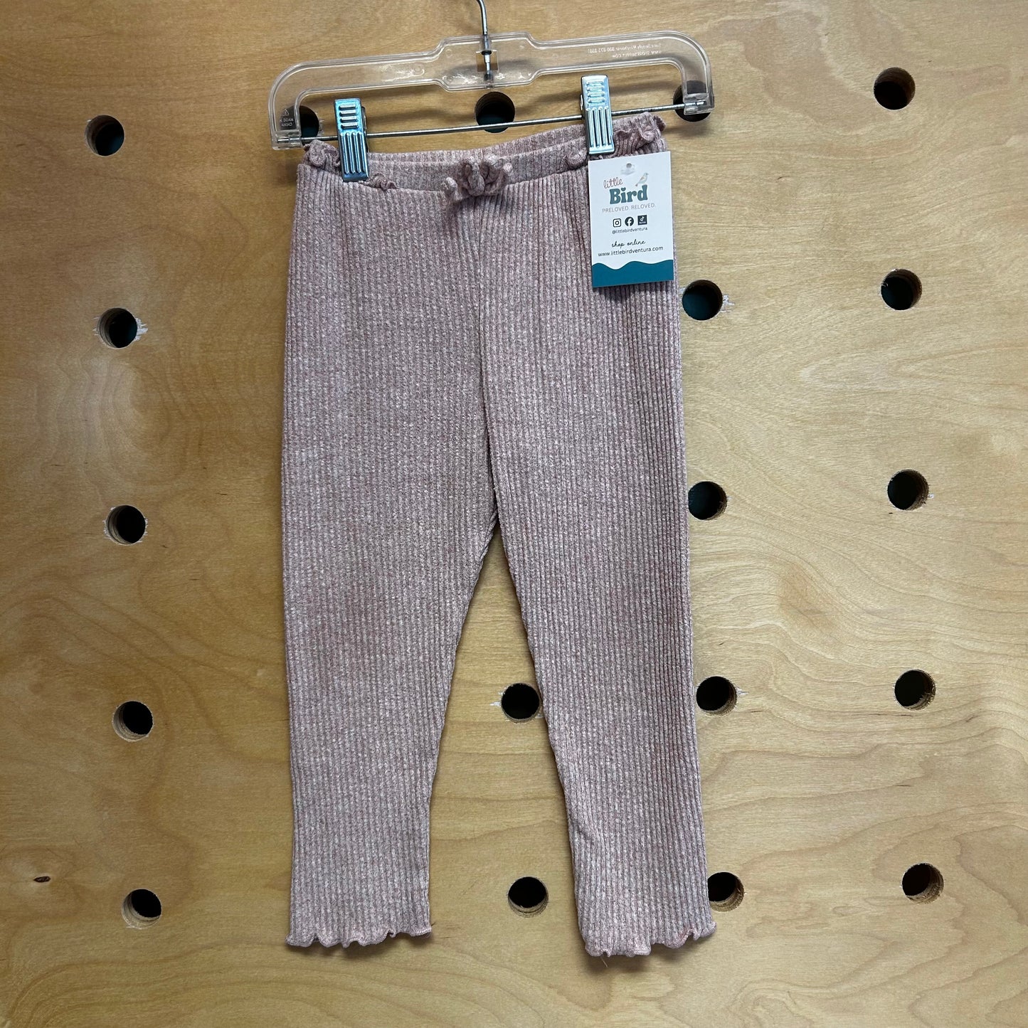 Pink Heathered Ribbed Leggings