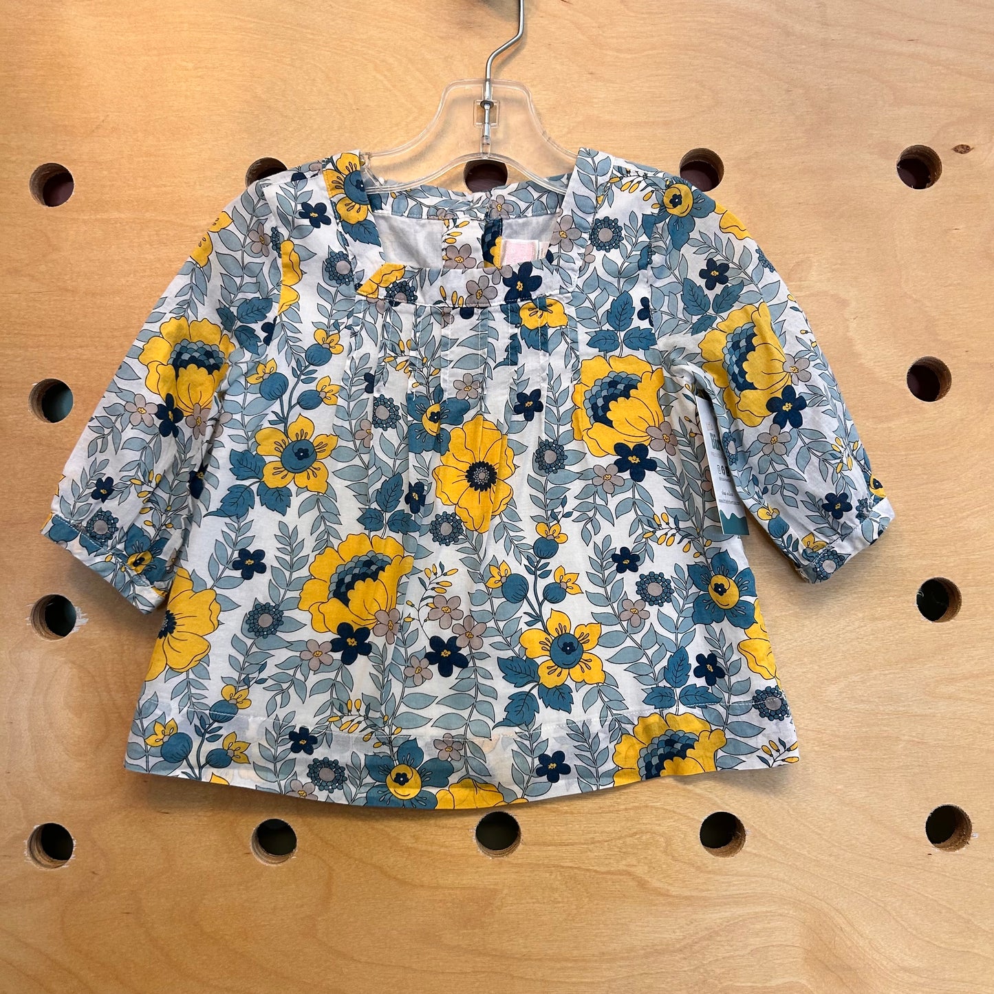 Blue/Yellow Floral LS Blouse