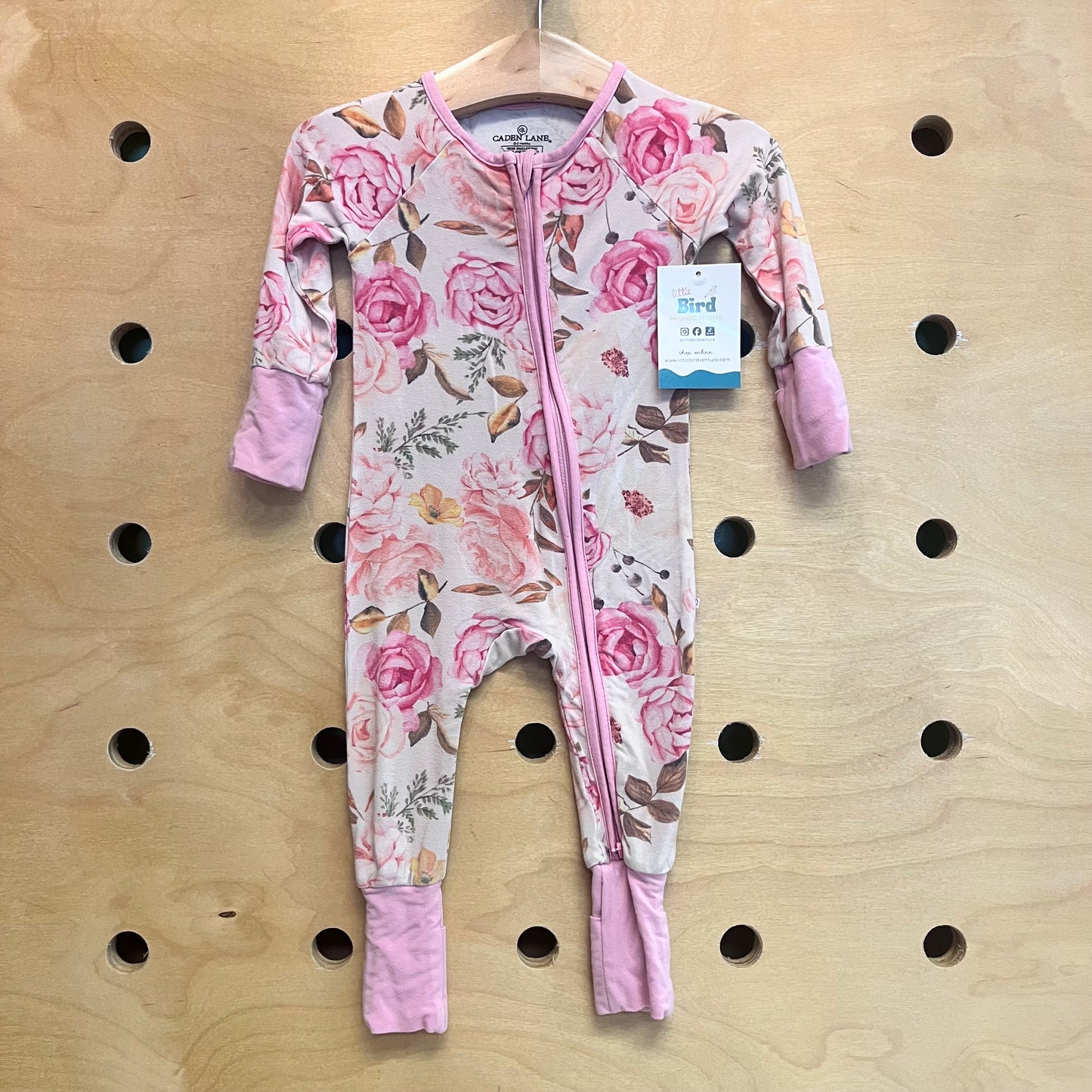 White/Pink Floral Bamboo Zippy