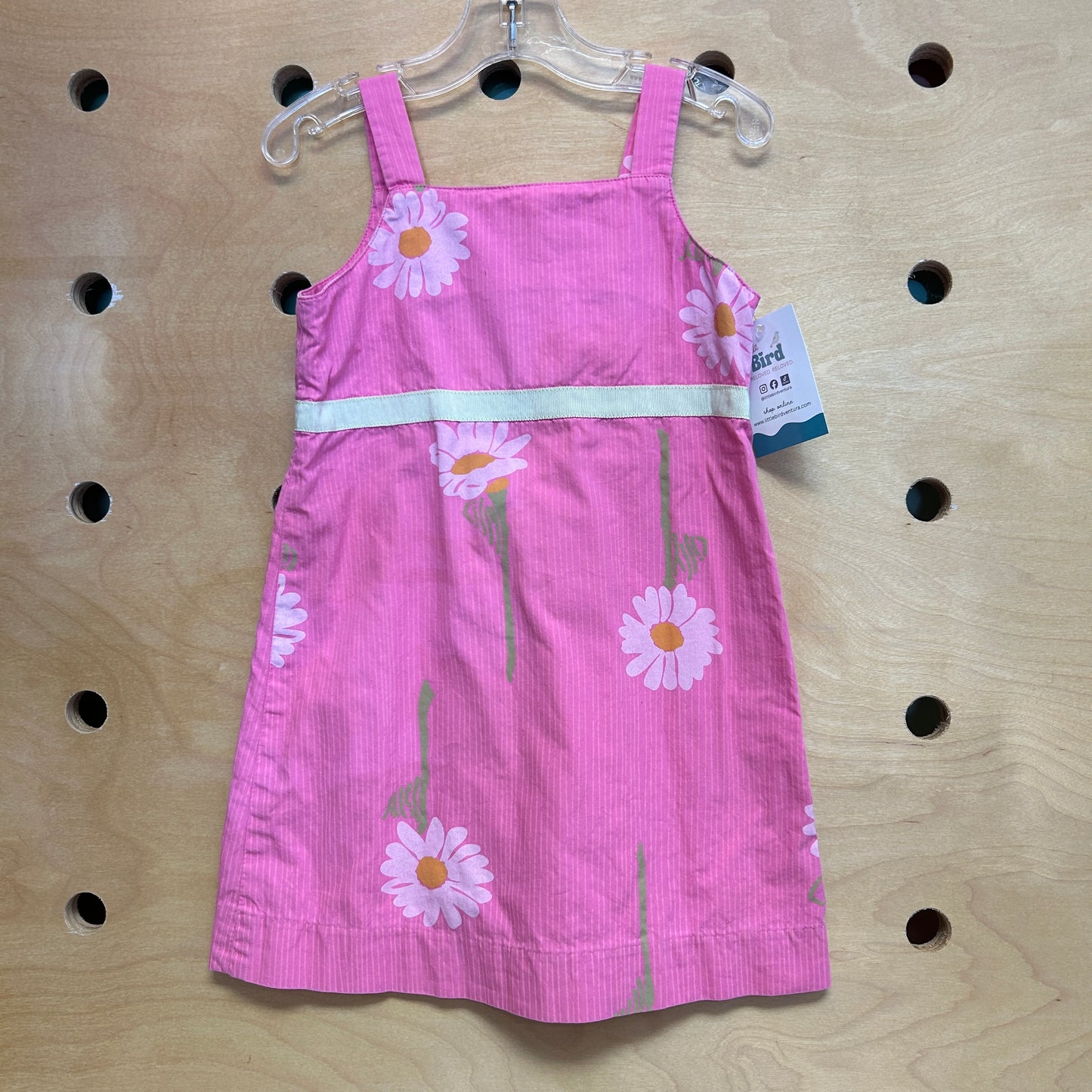 Pink Daisy Flower Cotton Dress