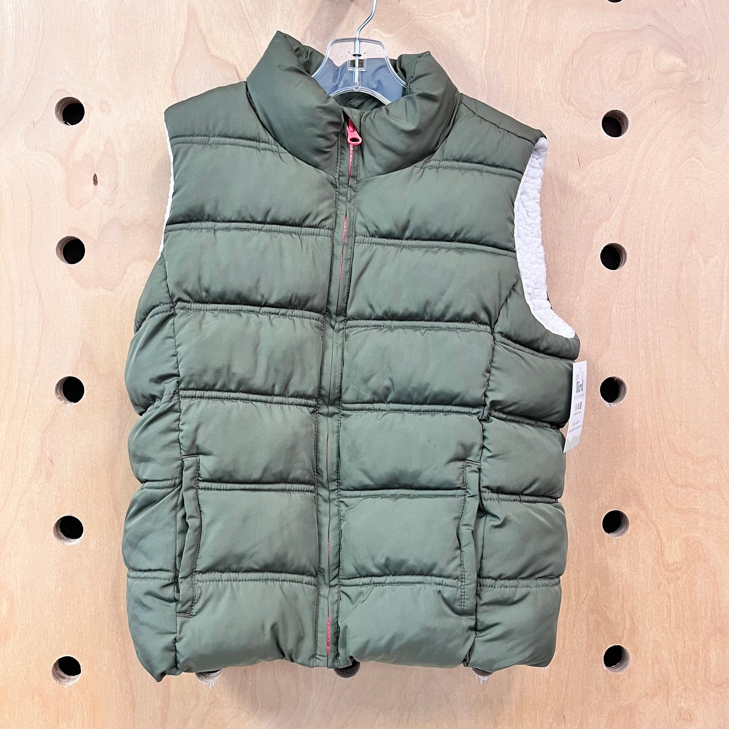 Sherpa Lined Green Puff Vest