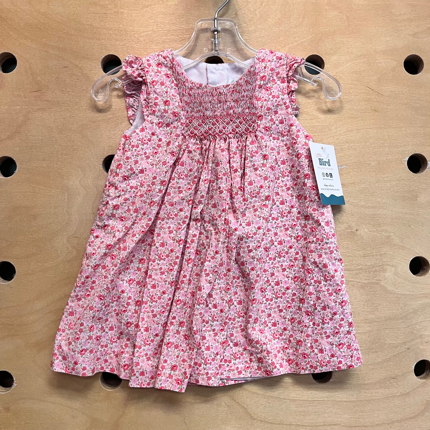 Pink Floral Smock Cotton Dress