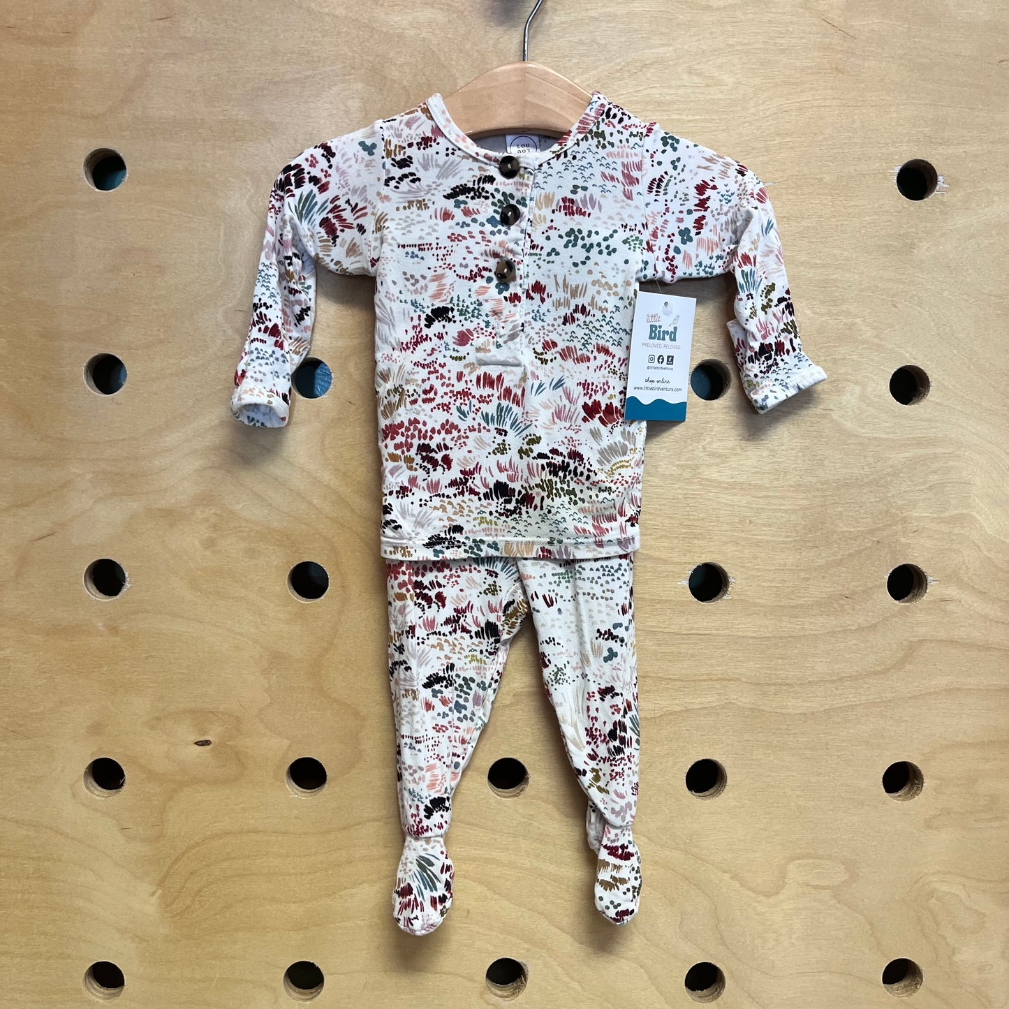 Cream Abstract Meadow Footies Set