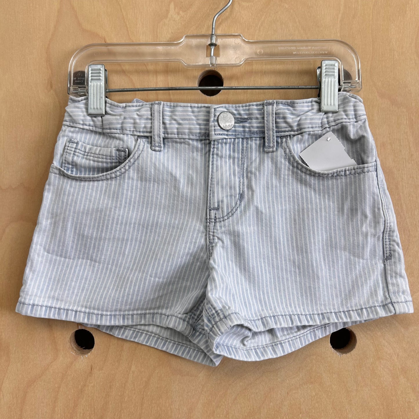 Blue + White Striped Denim Shorts