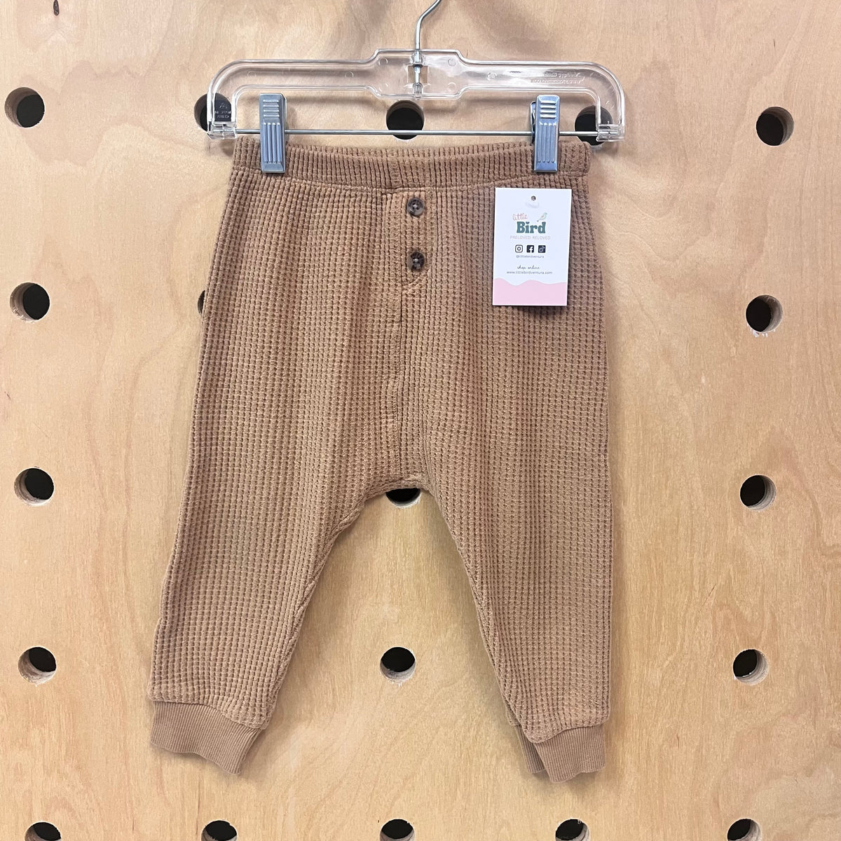 Tan Waffle Knit Pull On Pants