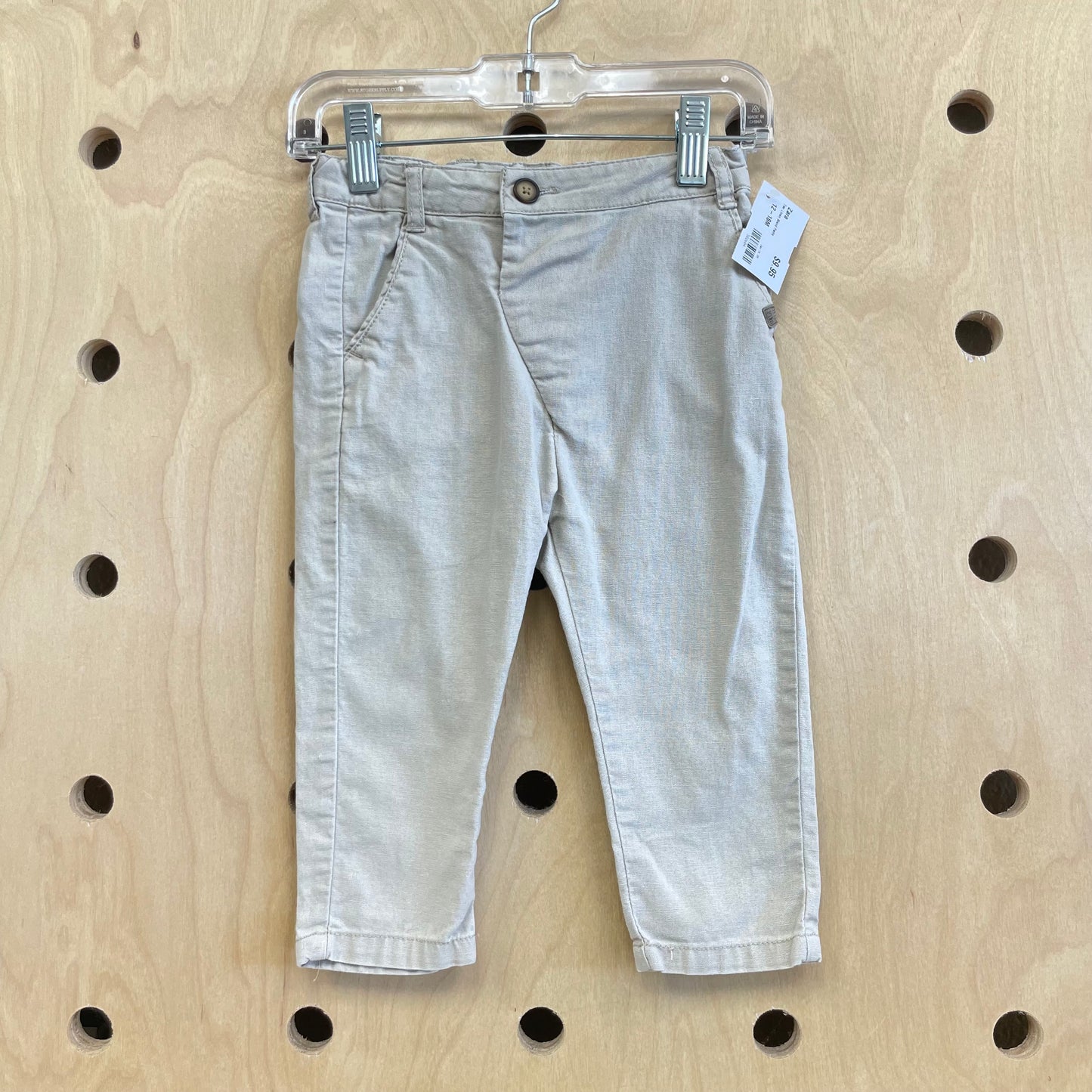 Tan Linen Blend Pants