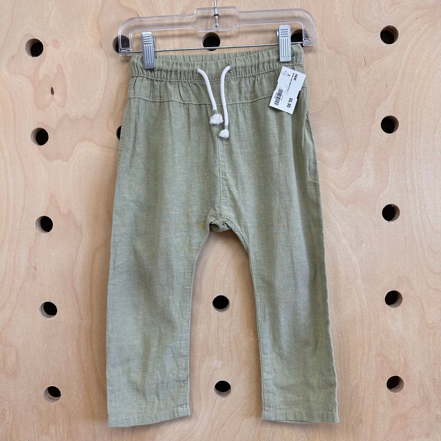 Green Linen Blend Pants