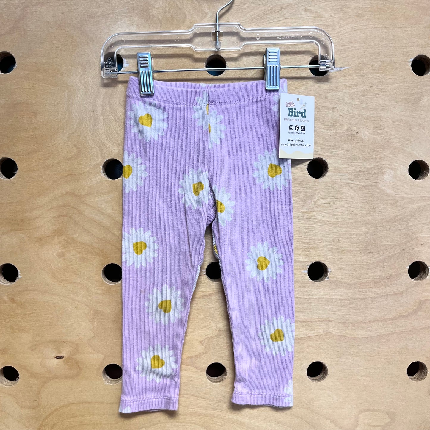 Lavender Floral Ribbed Leggings