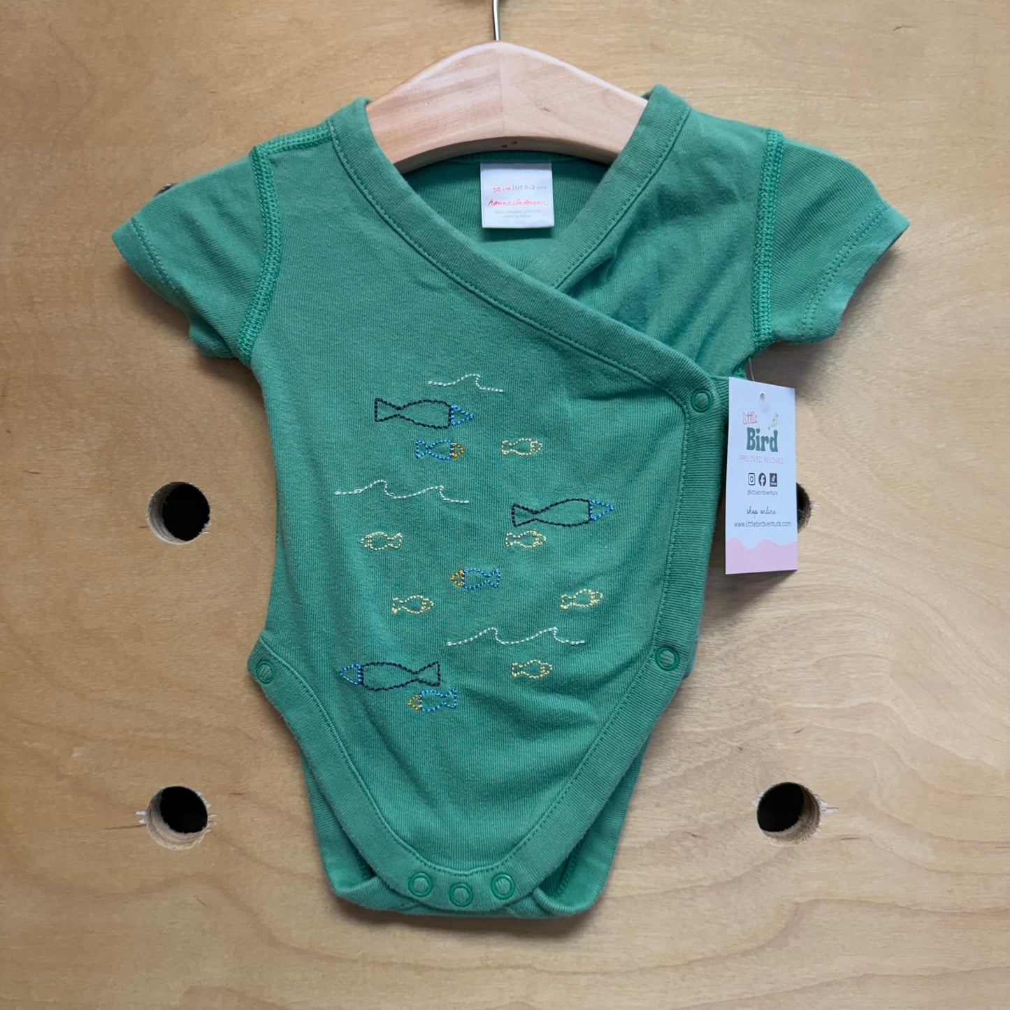 Organic Green Embroider Fish Bodysuit