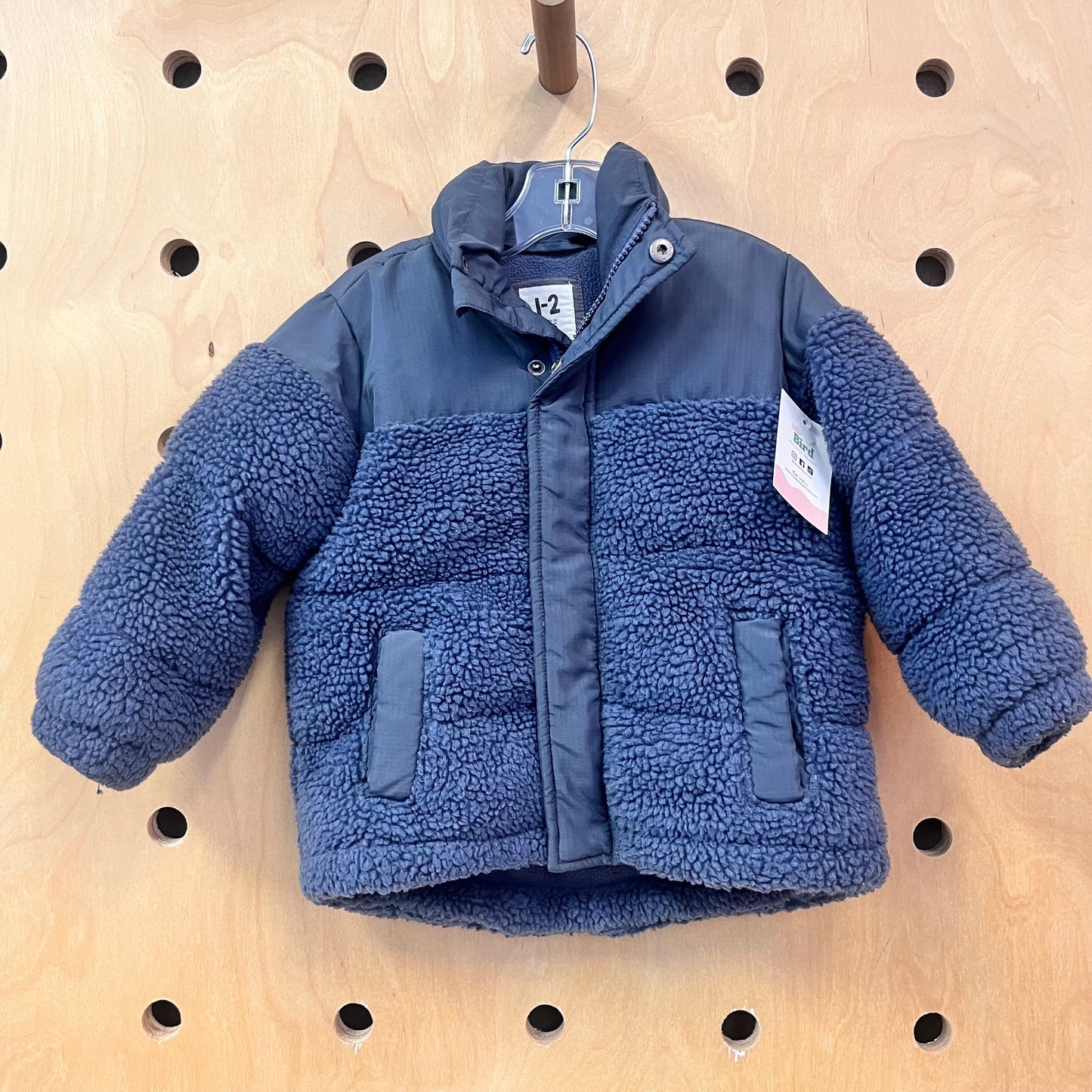 Blue Lined Sherpa Puffer Jacket