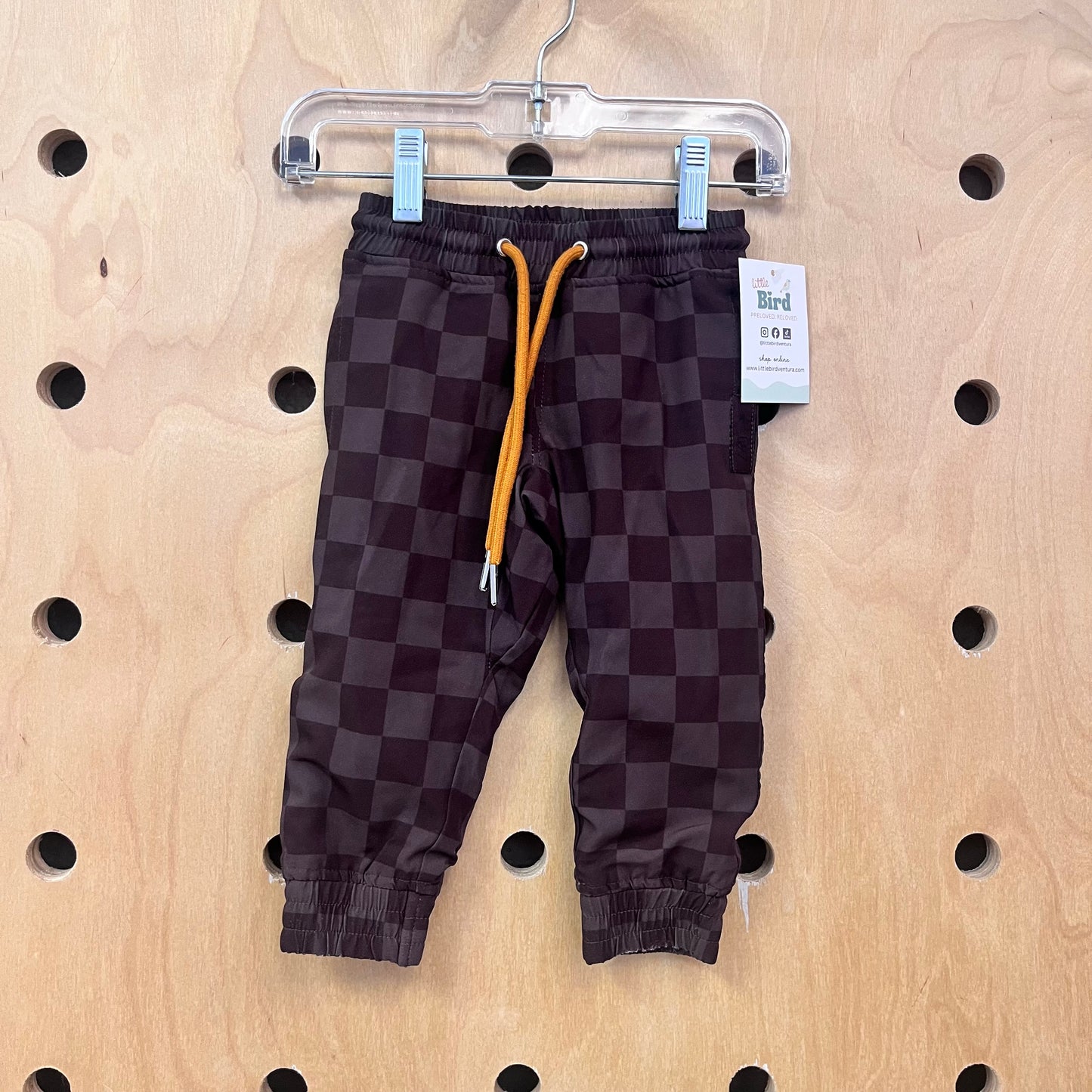 Brown Checkered Lined Joggers