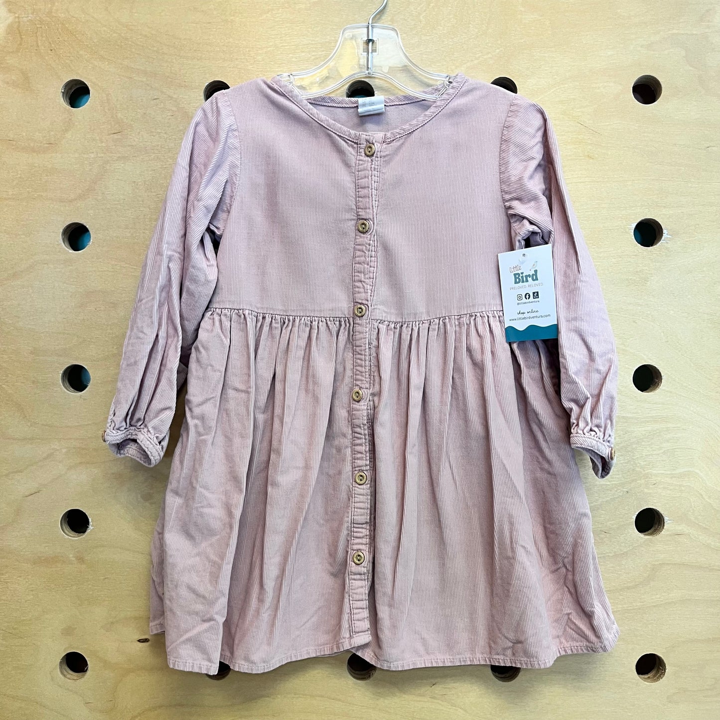Blush Pink Cotton Cord Button Dress