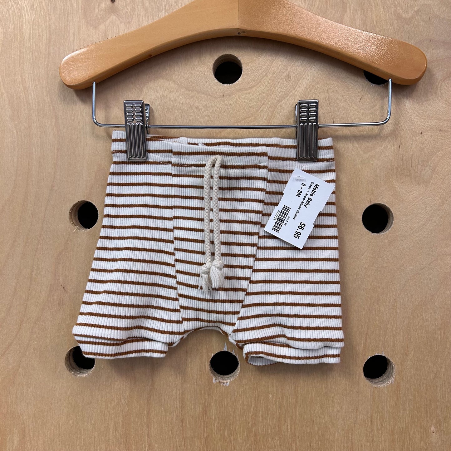 Cream + Brown Ribbed Shorties