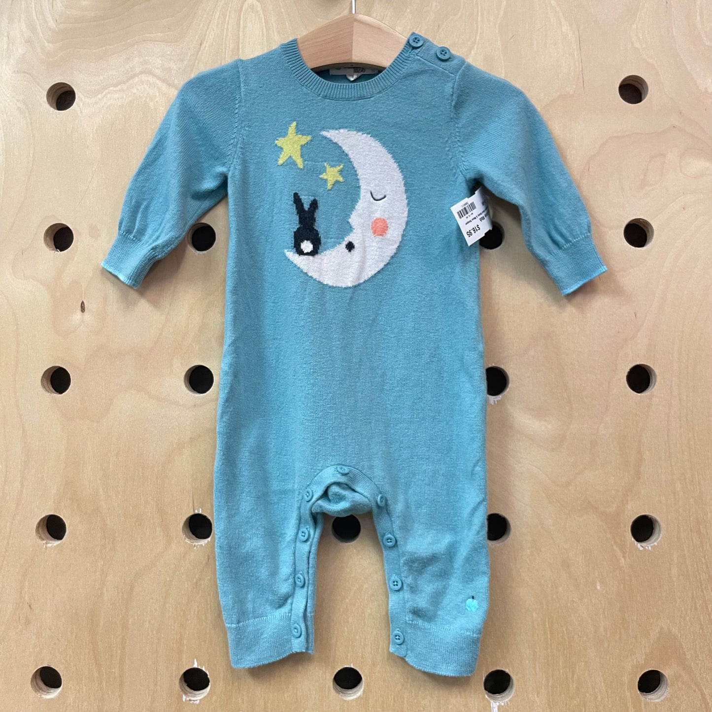 Blue Cashmere Blend Bunny & Moon Romper