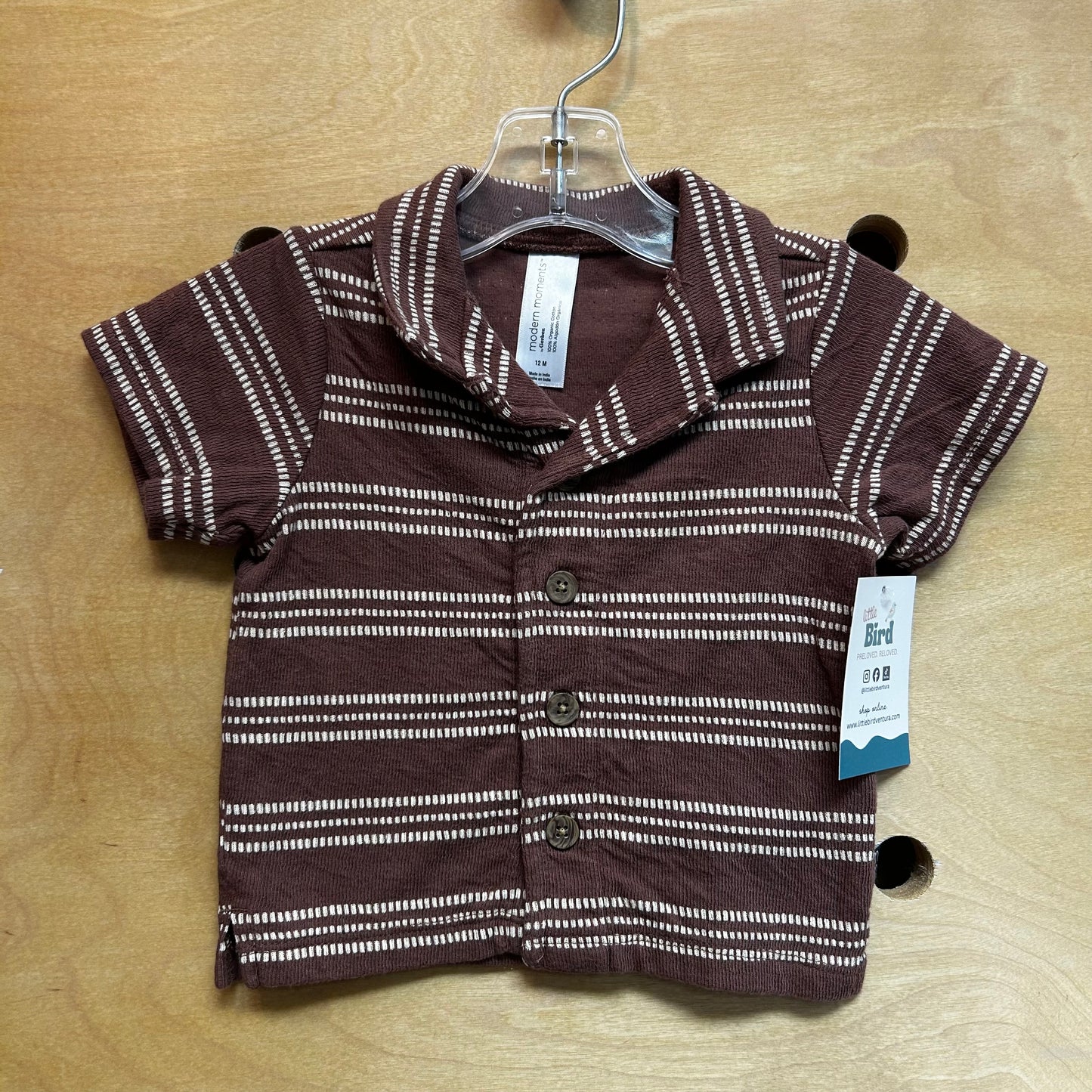 Brown/Cream Spotted Line Collar Button Up