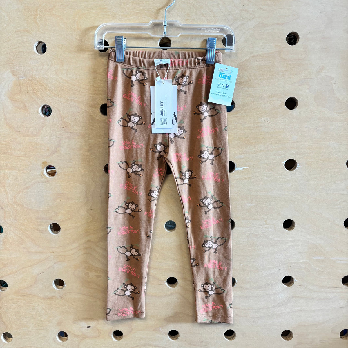 Brown Smile Everyday Monkey Leggings NEW!