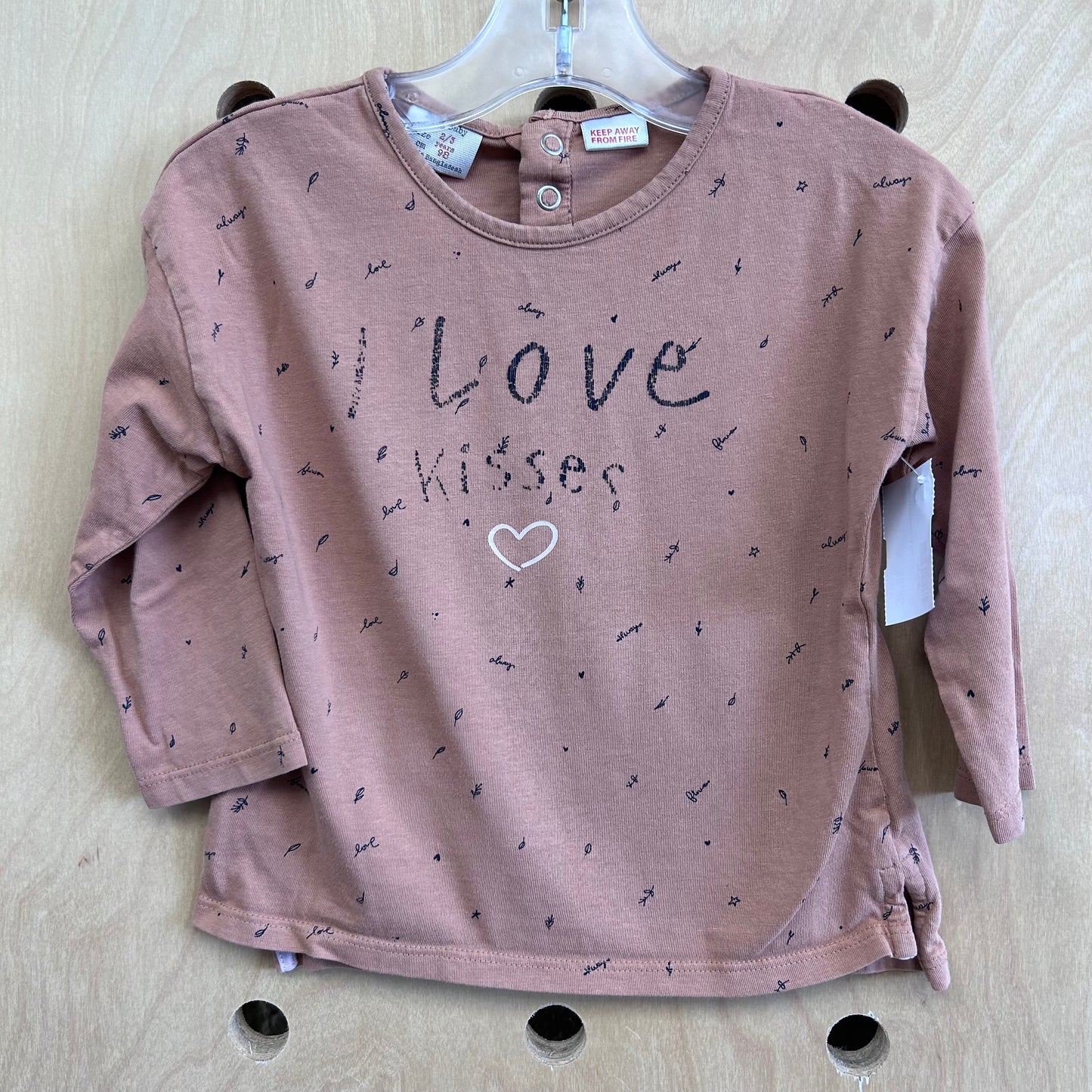 Brown I Love Kisses LS Top