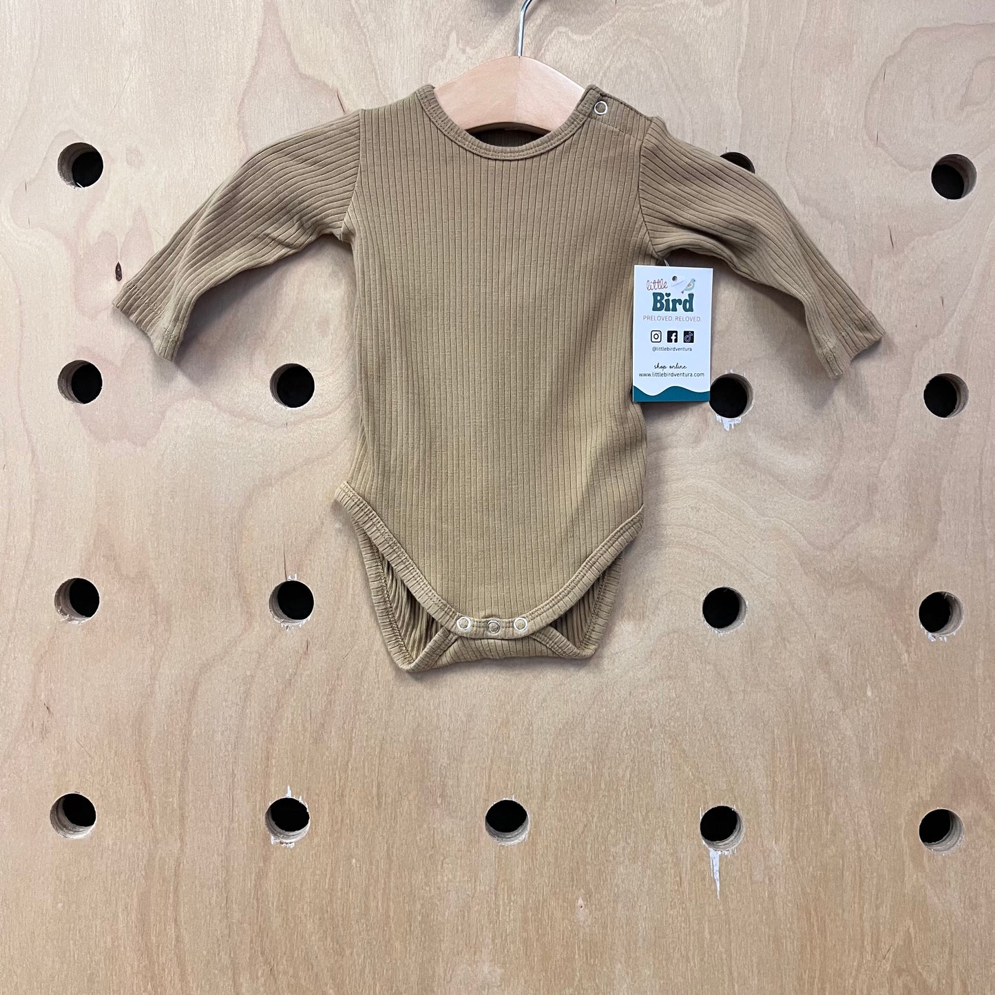 Tan Ribbed LS Bodysuit