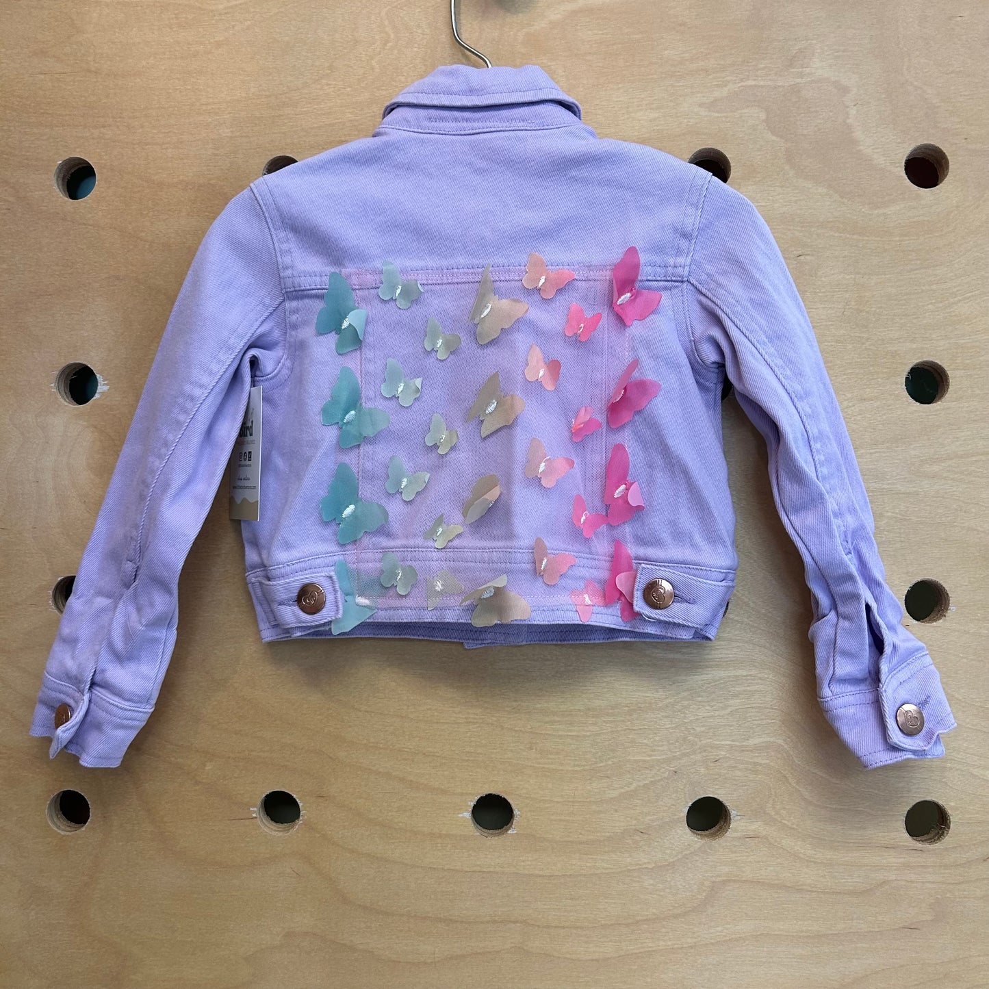 Purple 3D Butterflies Denim Jacket