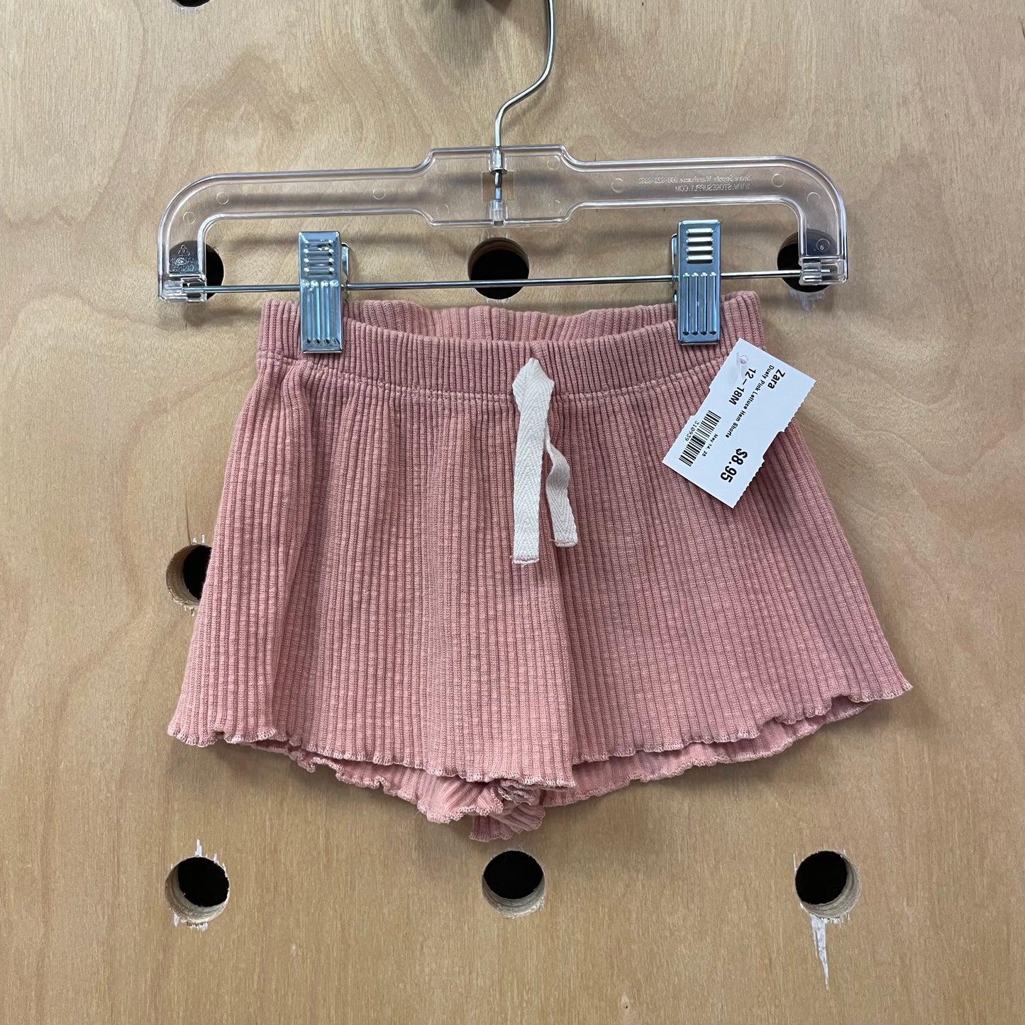 Dusty Pink Lettuce Hem Shorts