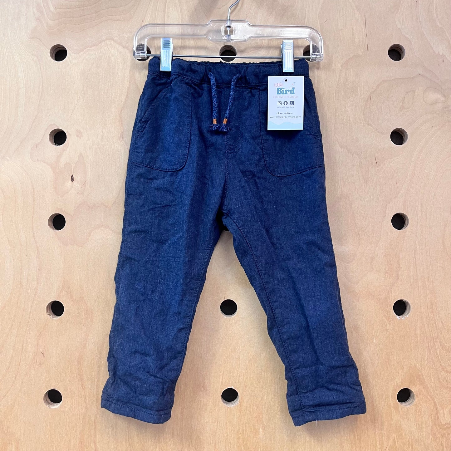 Lined Navy Drawstring Pants