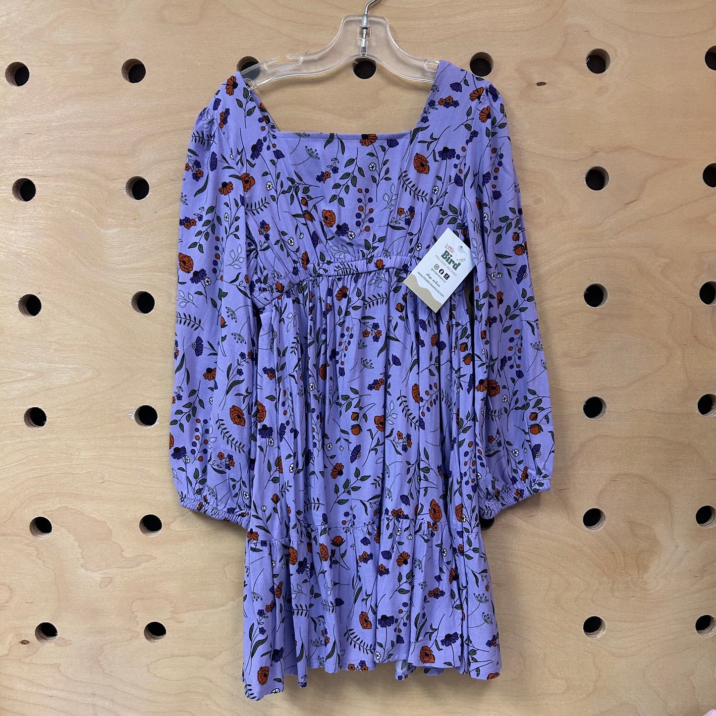 Purple Floral LS Dress