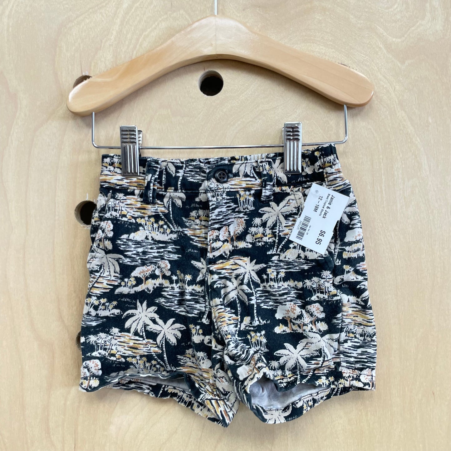 Black Tropical Shorts