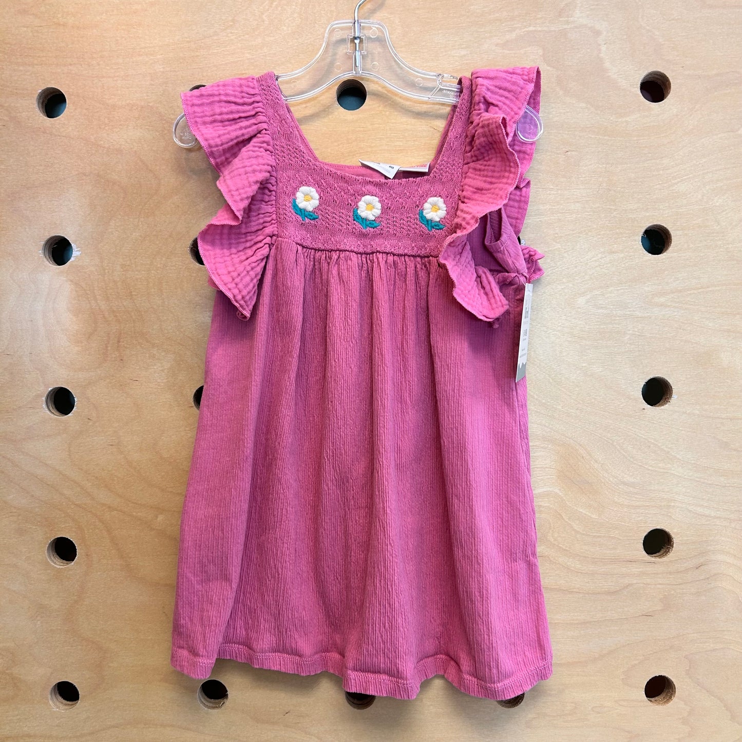 Embroidered Floral Gauze Ruffle Dress