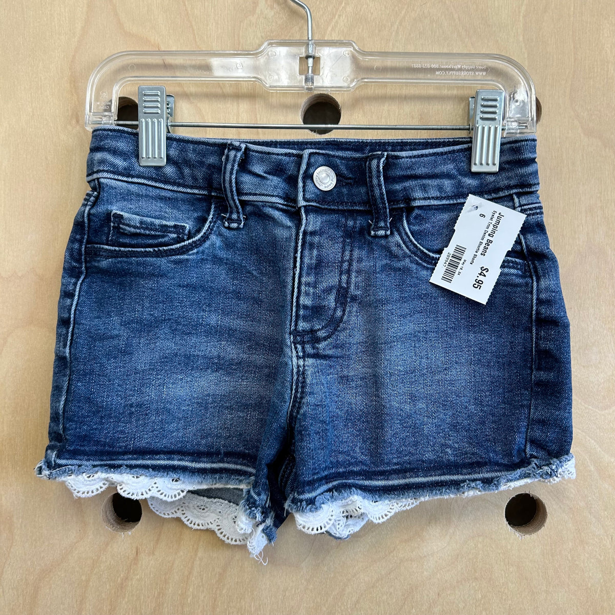 Eyelet Trim Denim Shortie Shorts