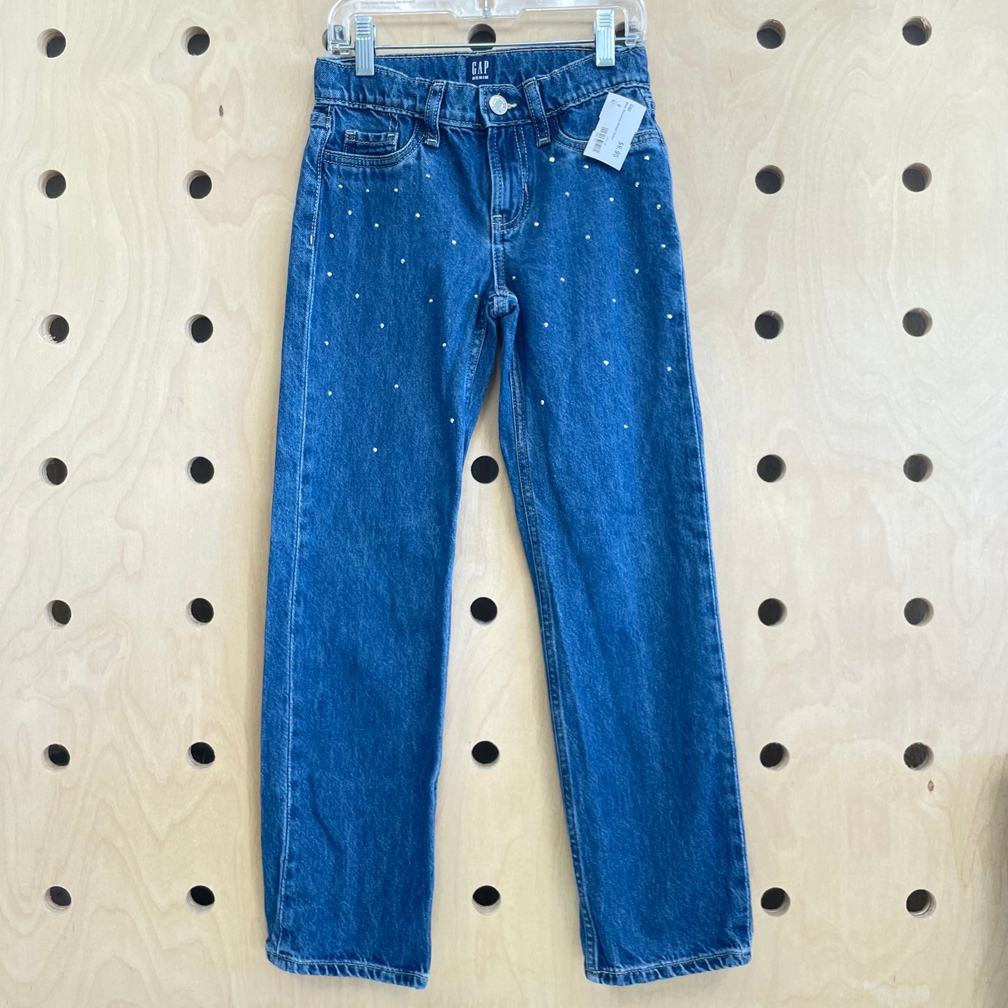 Silver Rhinestone Straight Denim