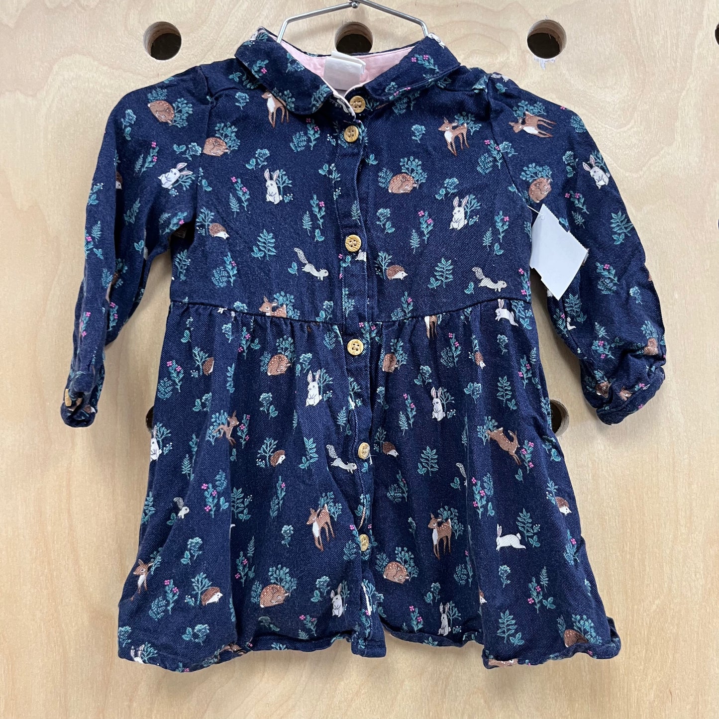 Navy Woodland Button Dress