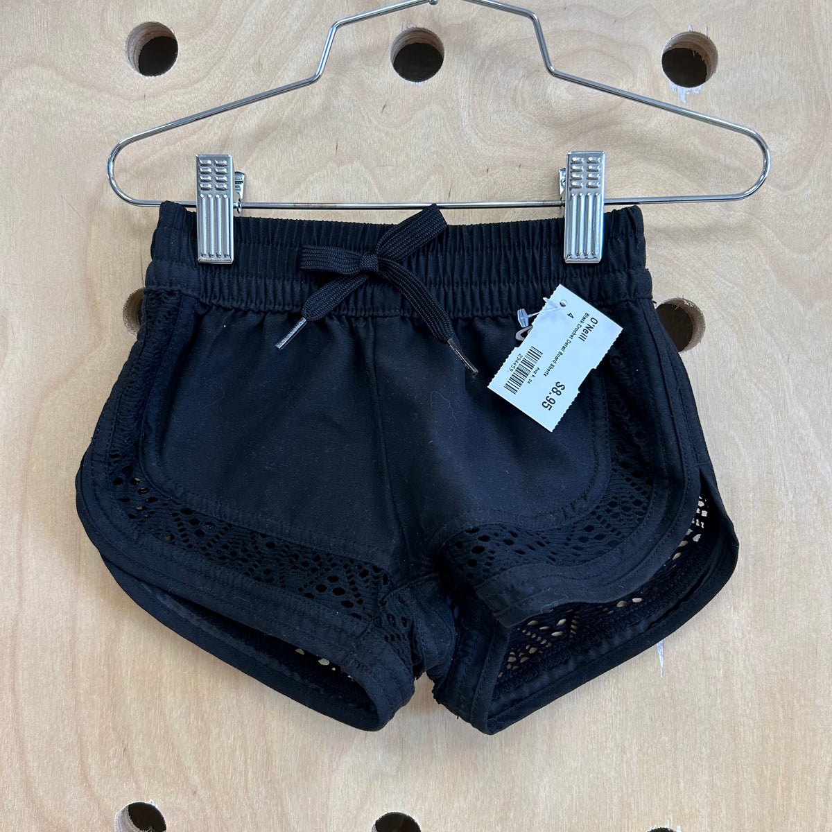 Black Crochet Detail Board Shorts