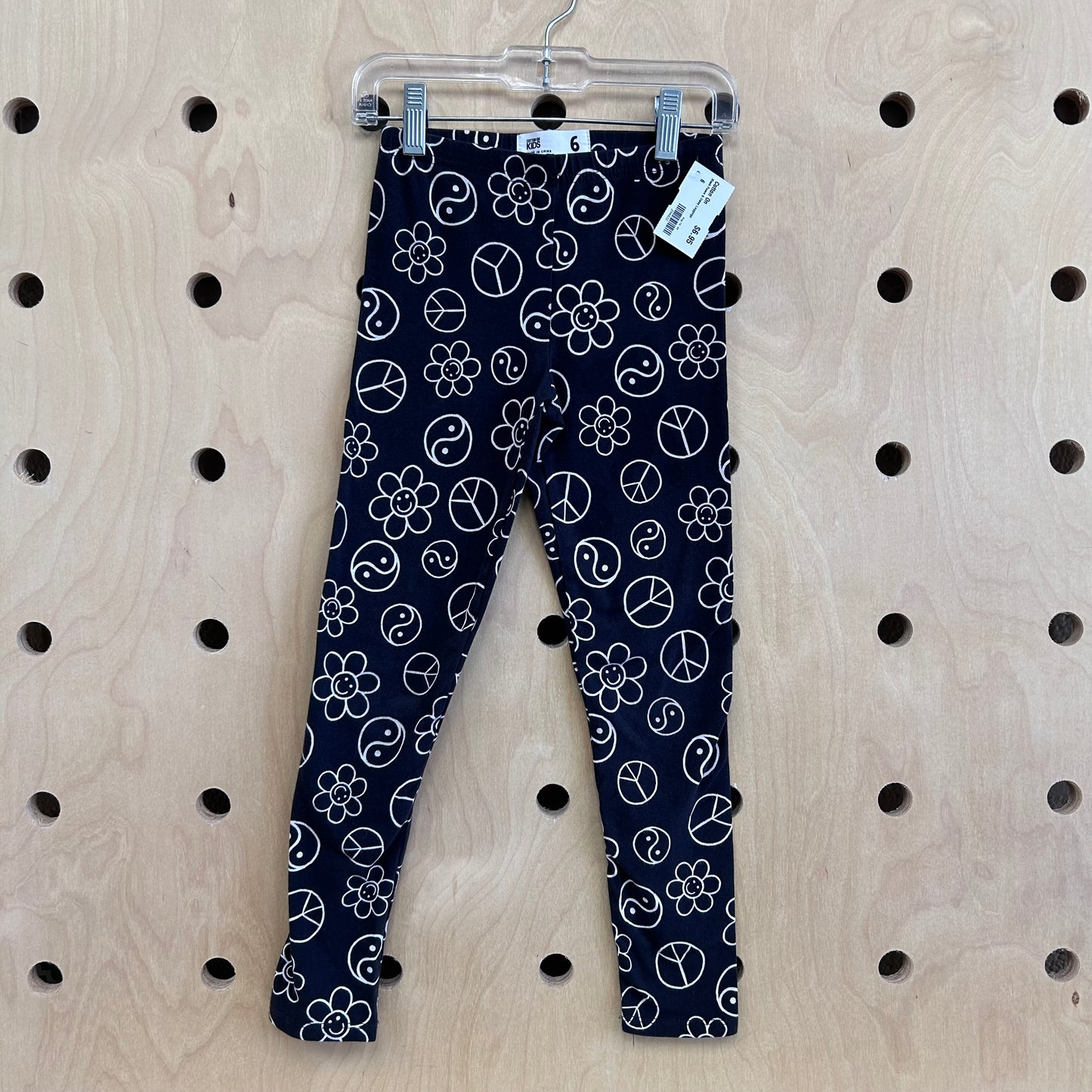 Black Peace & Daisy Leggings