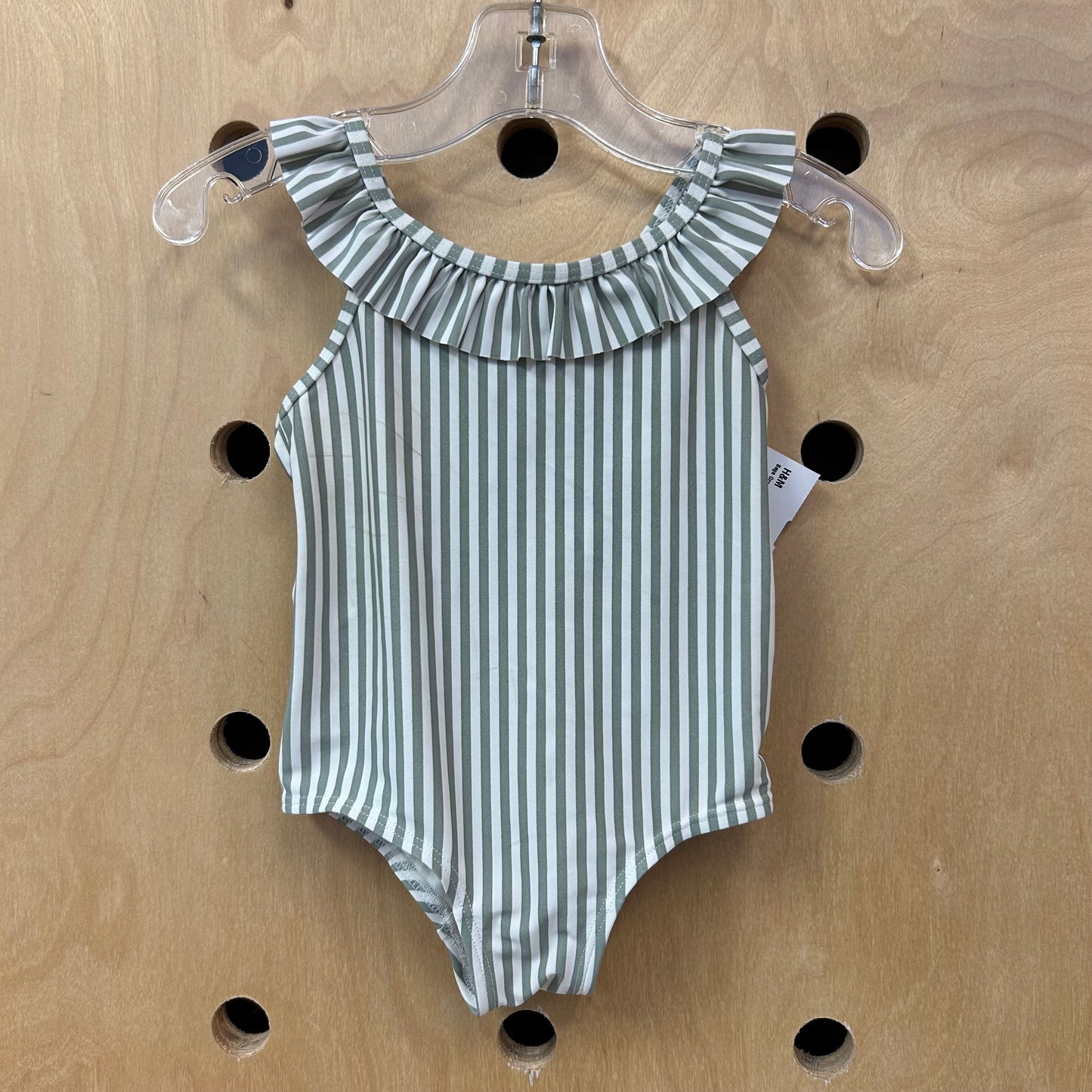 Sage Green Striped Swimsuit