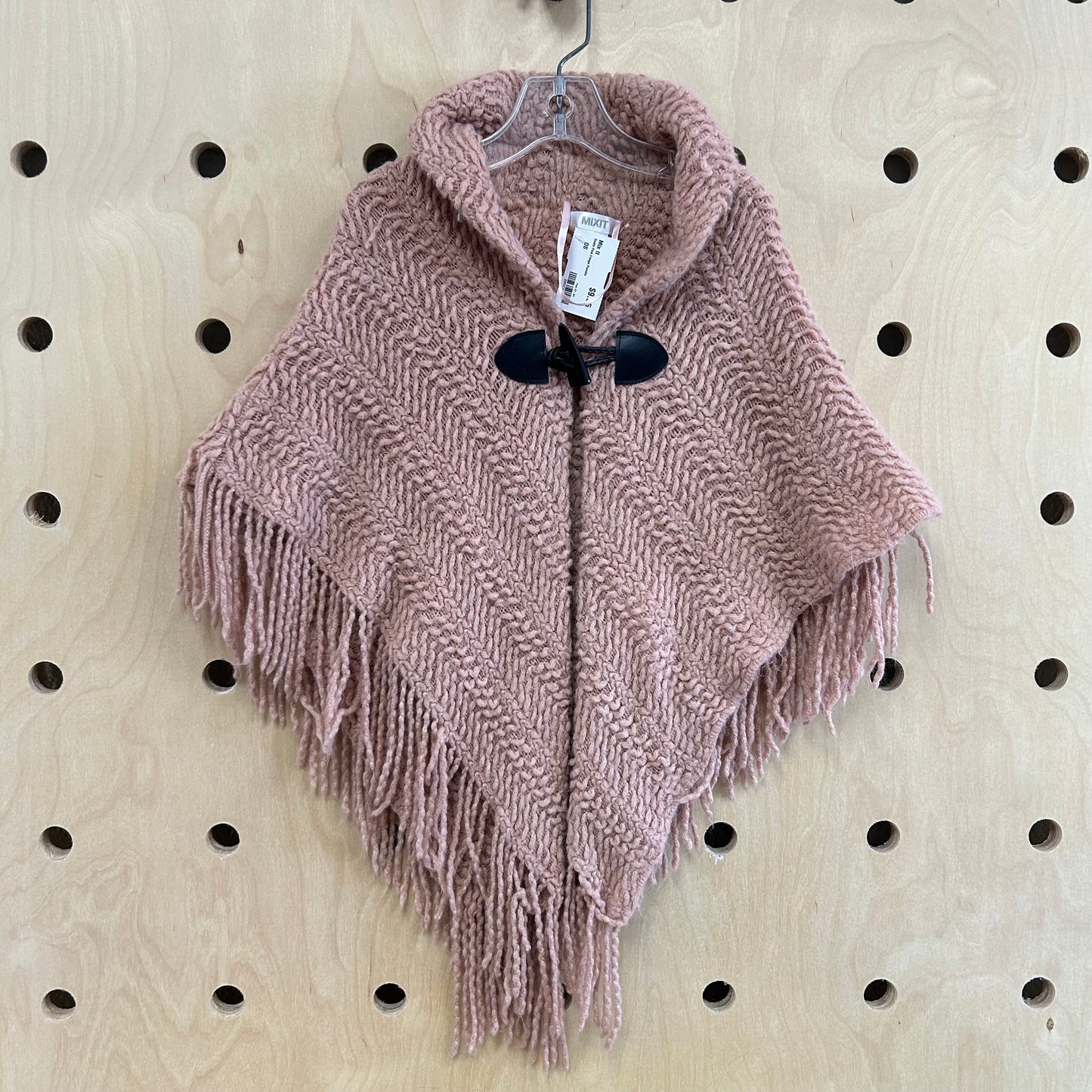 Dusty Pink Fringe Poncho