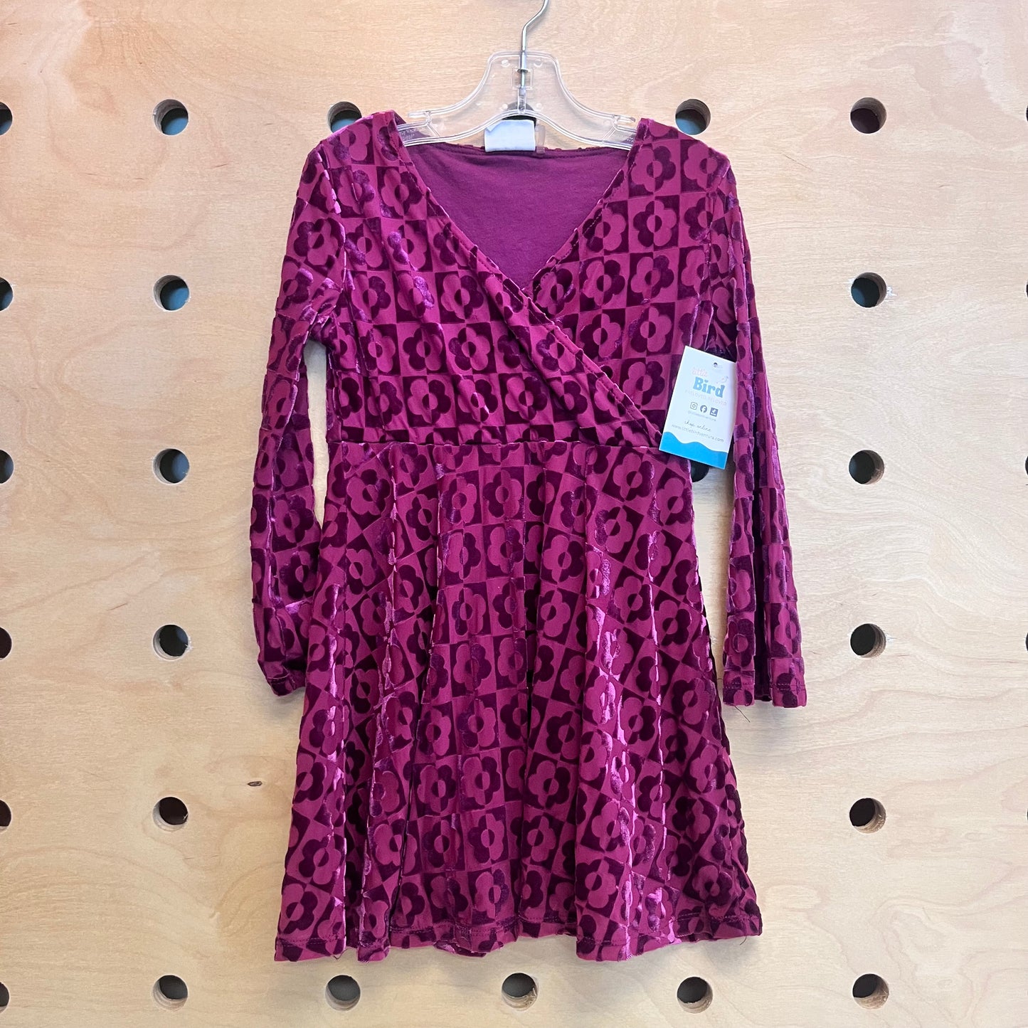 Purple Velour Flower LS Dress