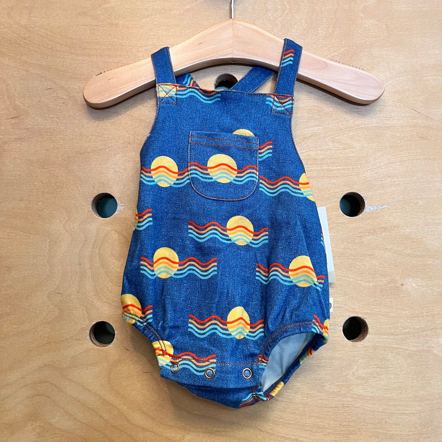 Blue Sun Waves Cross Back Romper