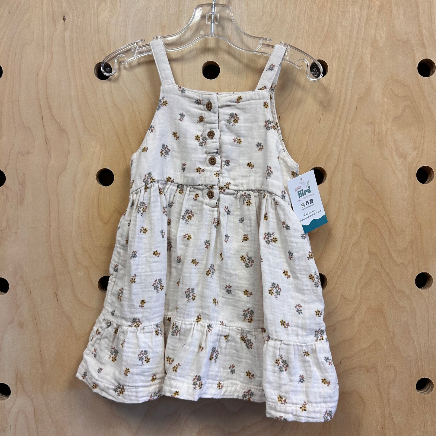 Organic Cream Floral Gauze Dress