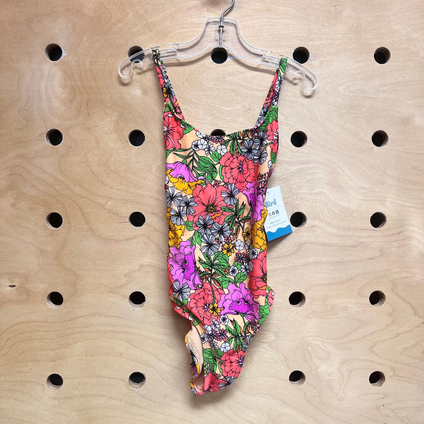 Peach/Colorful Floral Swim Suit