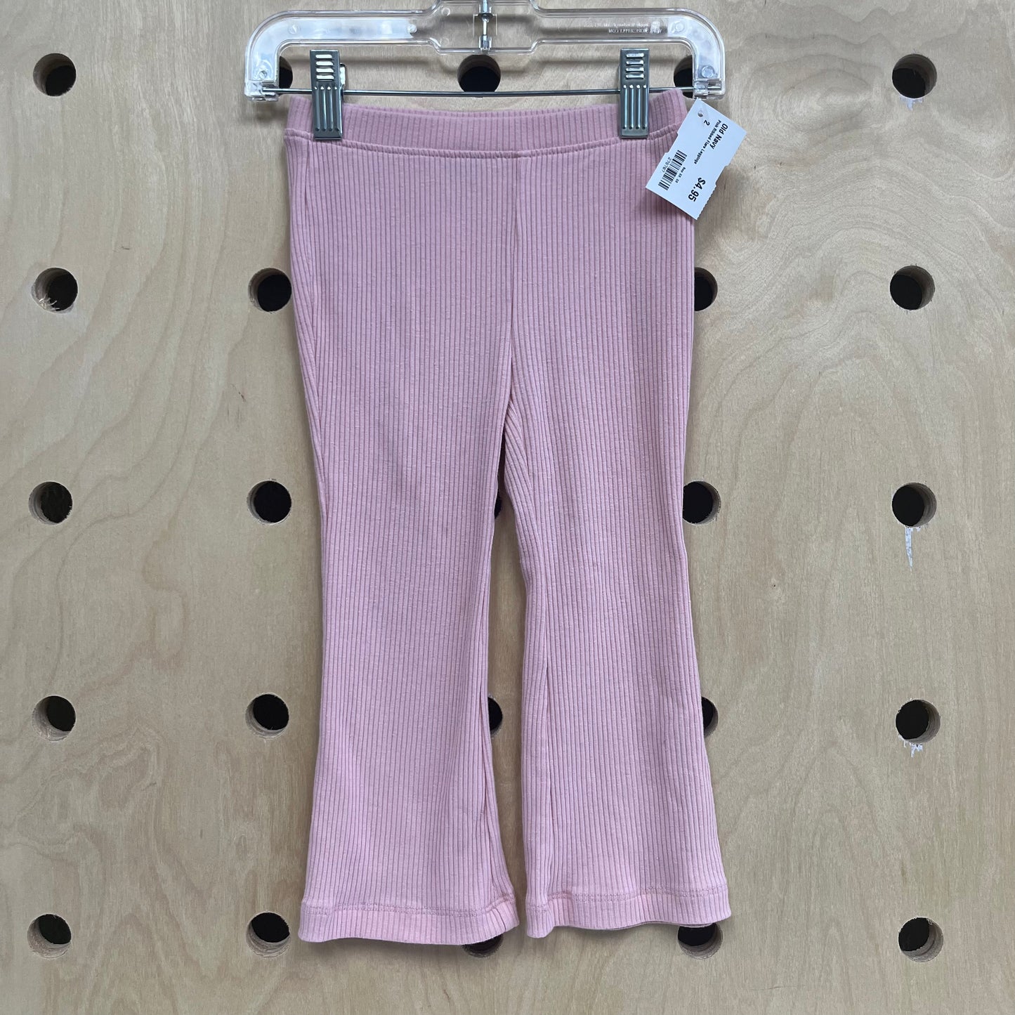 Pink Ribbed Flare Leggings