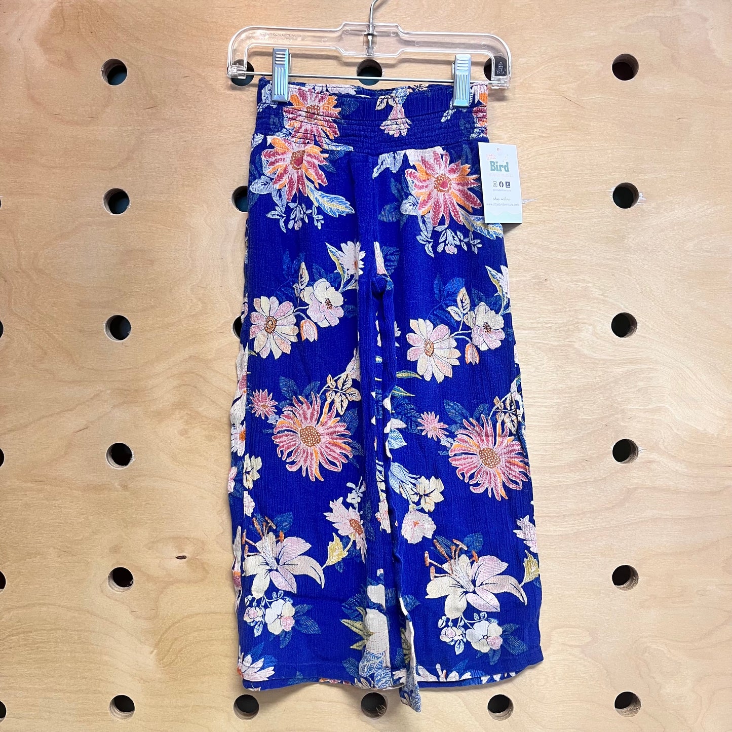Blue/Cream Floral Flowy Pants